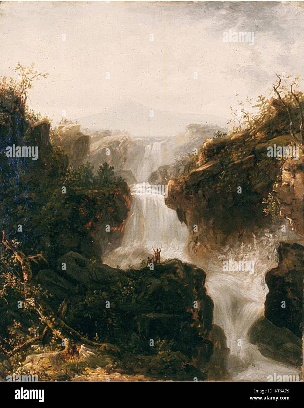 Il dipinto di John Frederick Kensett sulle cascate Triphammer a Ithaca, New York, cattura la bellezza naturale del paesaggio. Riflette l'abilità dell'artista nel rappresentare il drammatico scenario della natura selvaggia americana. Foto Stock