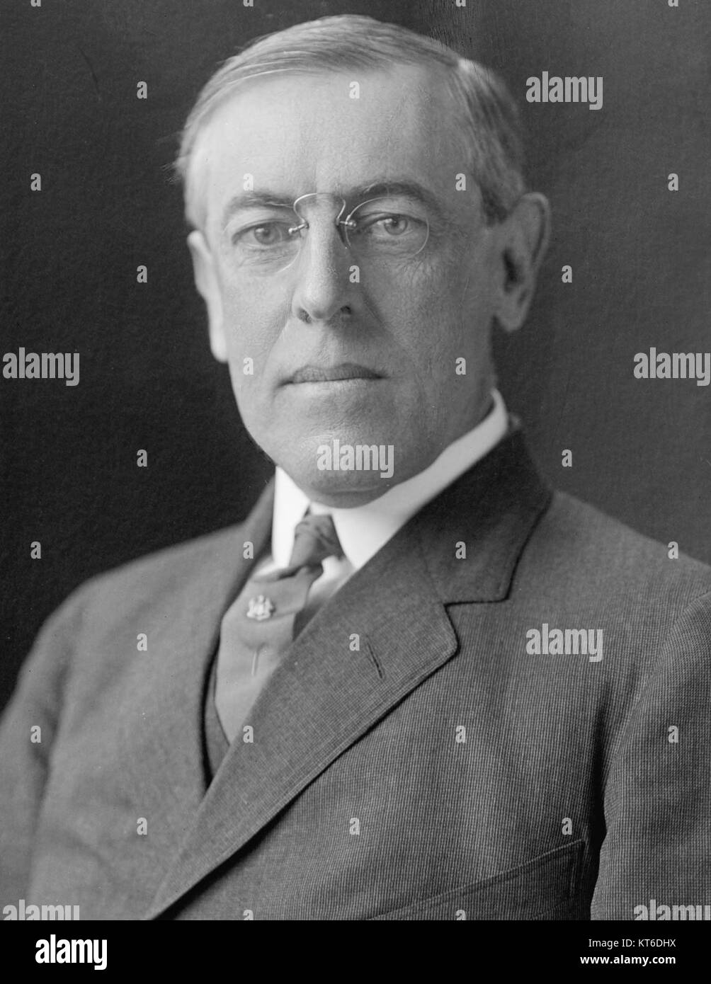 Woodrow Wilson è stato il 28° presidente degli Stati Uniti d'America, dal 1913 al 1921. La sua presidenza fu segnata da eventi significativi come la prima guerra mondiale e la creazione della società delle Nazioni. Foto Stock