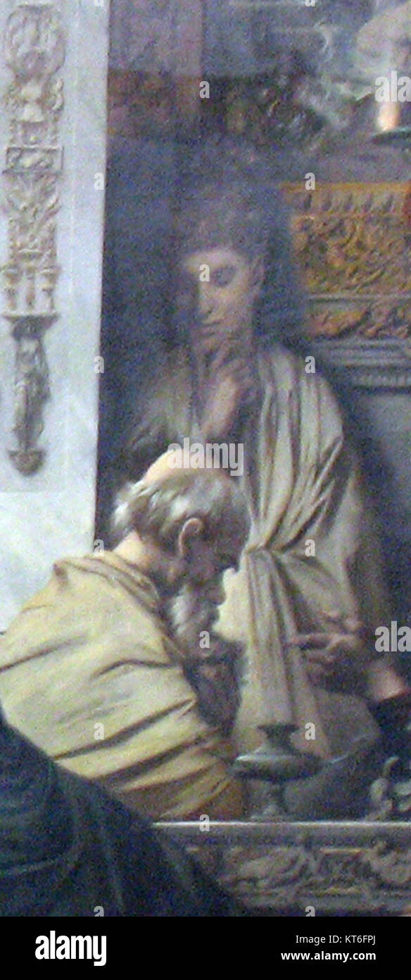 Aristodemo era un'antica figura greca nota per il suo coinvolgimento negli eventi che circondano la battaglia delle Termopili, dove si dice sia sopravvissuto alla battaglia dopo la morte di re Leonida. Il suo ruolo nella battaglia rimane oggetto di dibattito storico, ma viene spesso ricordato come uno dei pochi sopravvissuti al confronto storico. Foto Stock