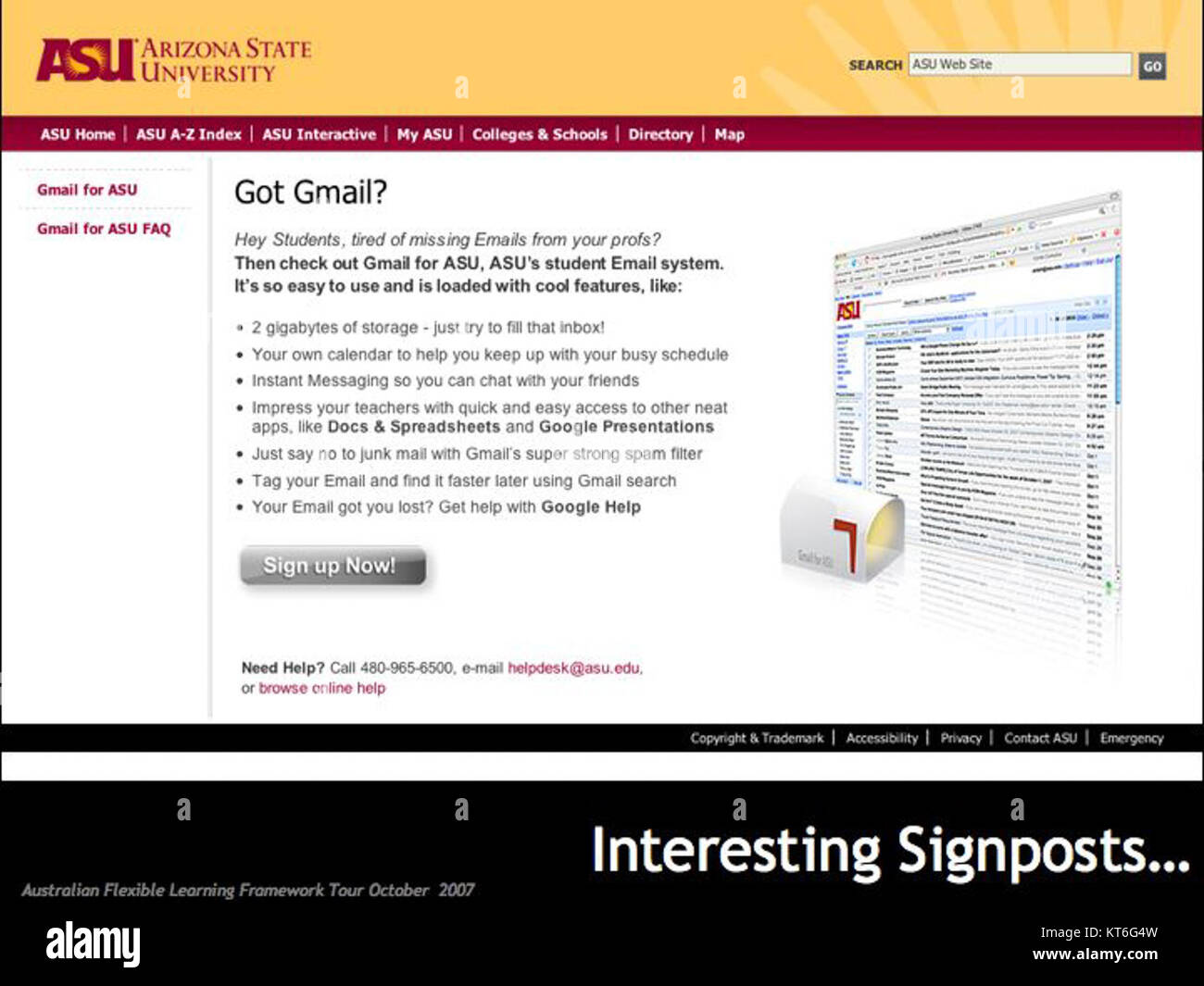 La Arizona State University ha implementato Google Apps per 65.000 studenti, integrando e-mail, documenti e funzionalità di calendario per migliorare la comunicazione e l'organizzazione in tutto il campus. L'integrazione ha segnato una pietra miliare nella tecnologia educativa. Foto Stock