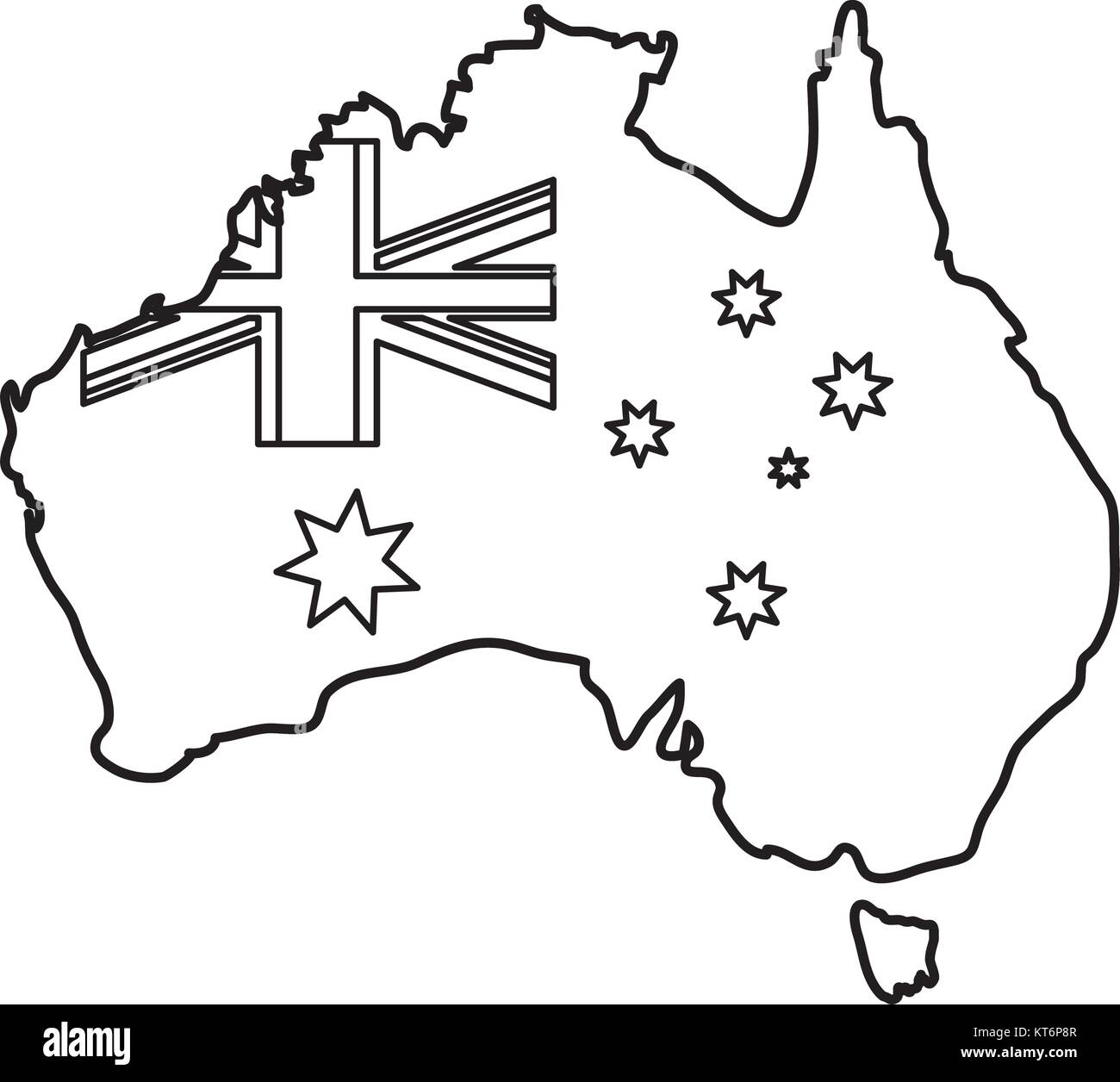 Mappa con bandiera di australia illustrazione vettoriale Immagine e Vettoriale - Alamy