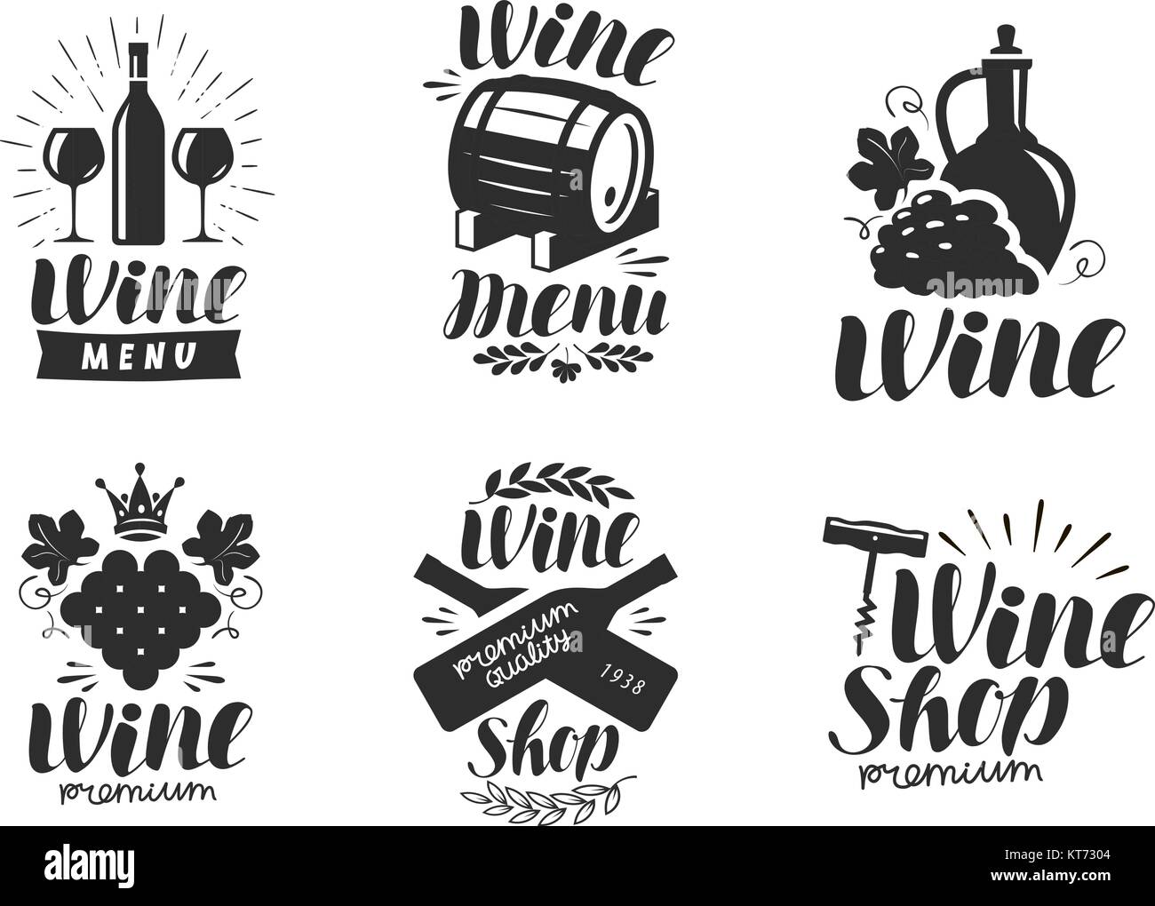 Il logo di vino o etichetta. Cantina, bere il simbolo. Disegno tipografica illustrazione vettoriale Illustrazione Vettoriale