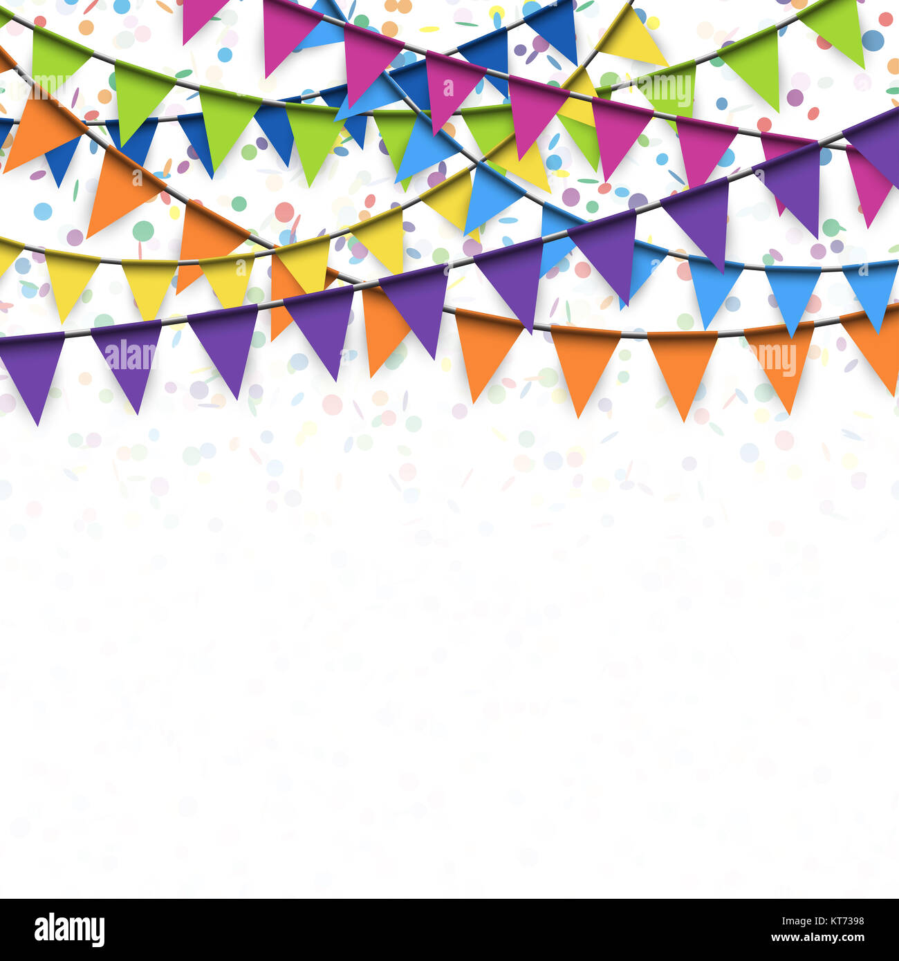 Ghirlande colorate e coriandoli sfondo per party o utilizzo del festival Foto Stock