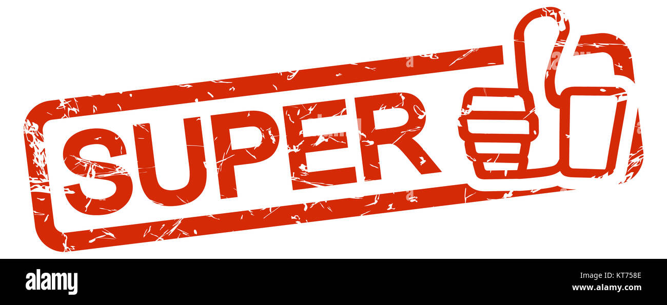 Francobollo rosso con testo super Foto Stock