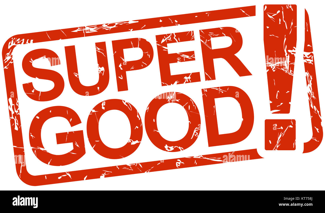 Francobollo rosso con testo super buona Foto Stock