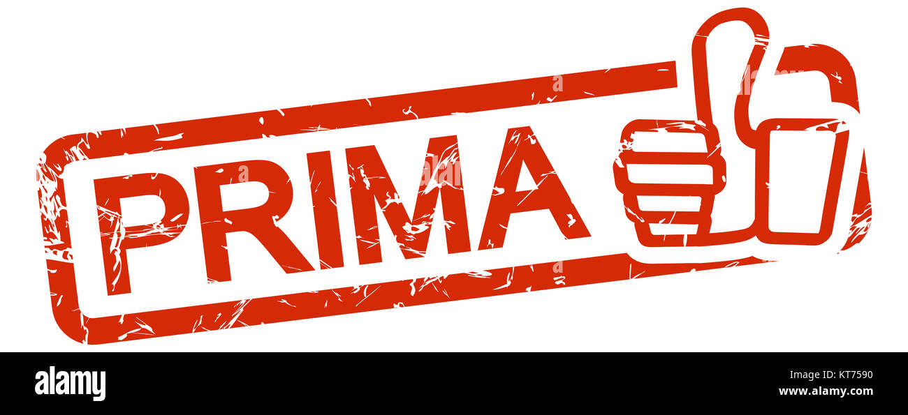 Francobollo rosso con testo prima Foto Stock