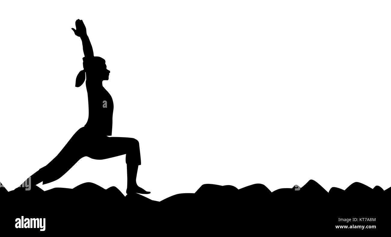 Yoga Silhouette isolato Foto Stock