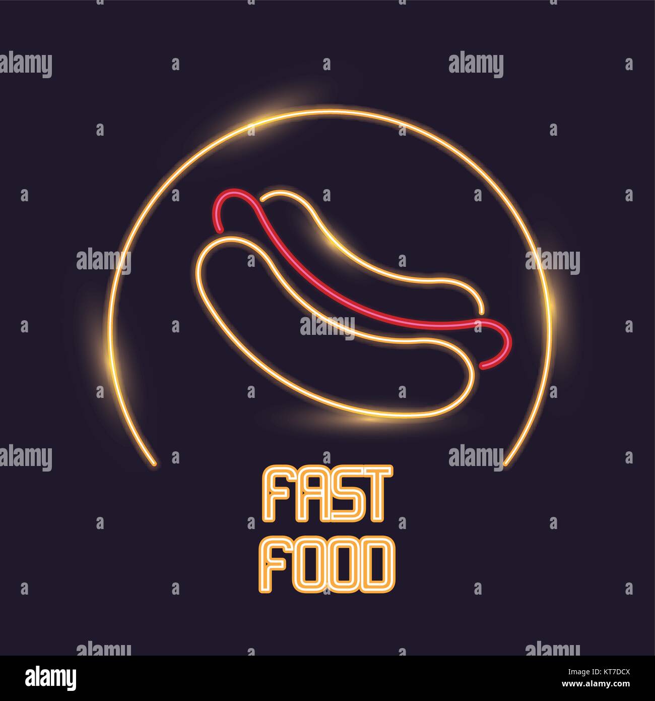 Hot Dog luci al neon icona Illustrazione Vettoriale