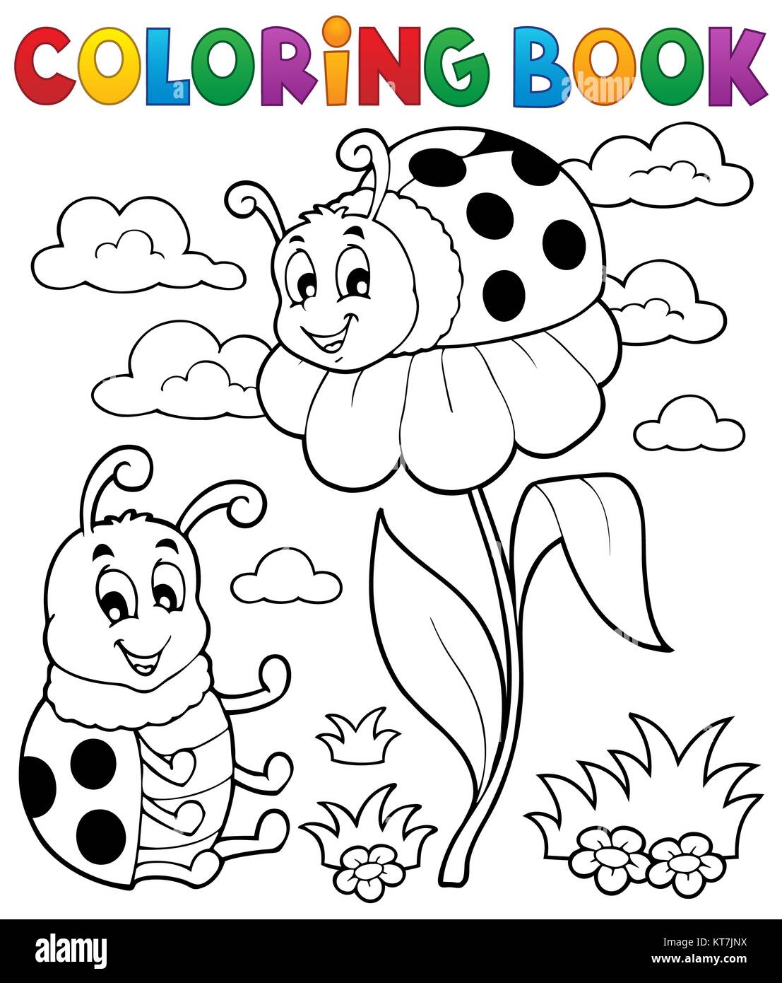 Libro da colorare coccinella tema 3 Foto Stock