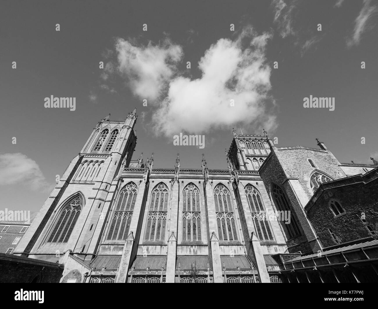 Cattedrale di Bristol in Bristol in bianco e nero Foto Stock