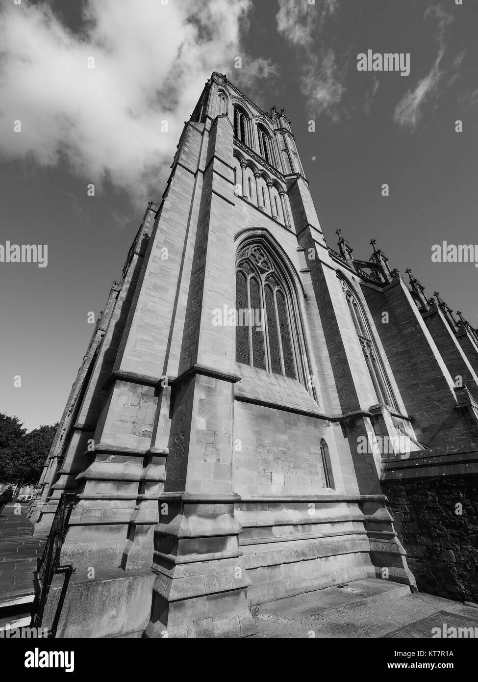 Cattedrale di Bristol in Bristol in bianco e nero Foto Stock