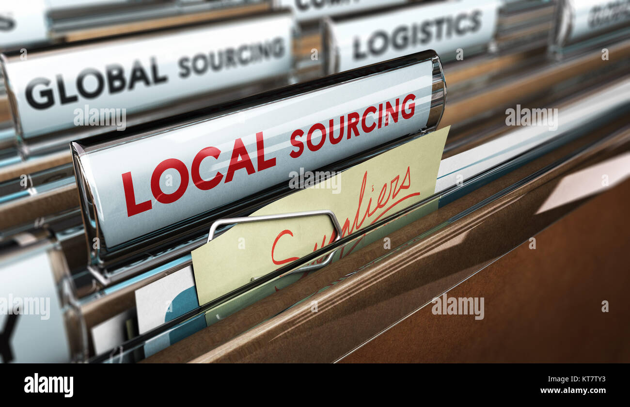 Local Business Versus Global Sourcing Foto Stock