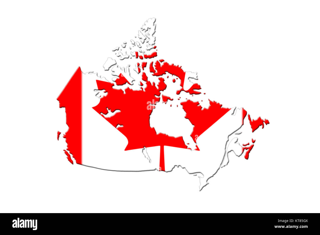 Mappa canadese con bandiera su di esso il rendering 3D Foto Stock