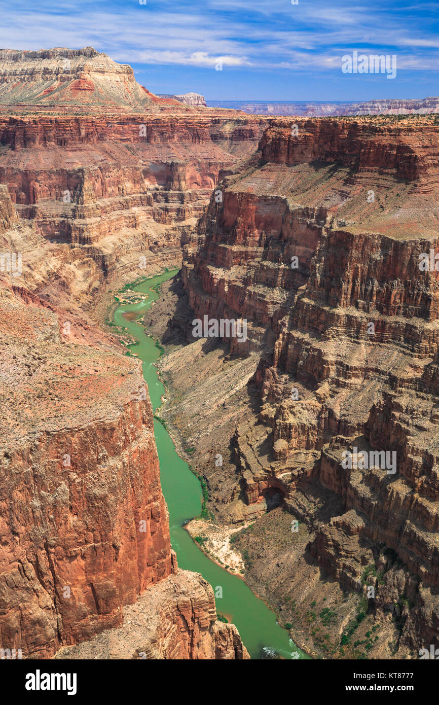 Il fiume Colorado visto dal Saddle Horse Trail a toroweap si affacciano nel parco nazionale del Grand Canyon, Arizona Foto Stock