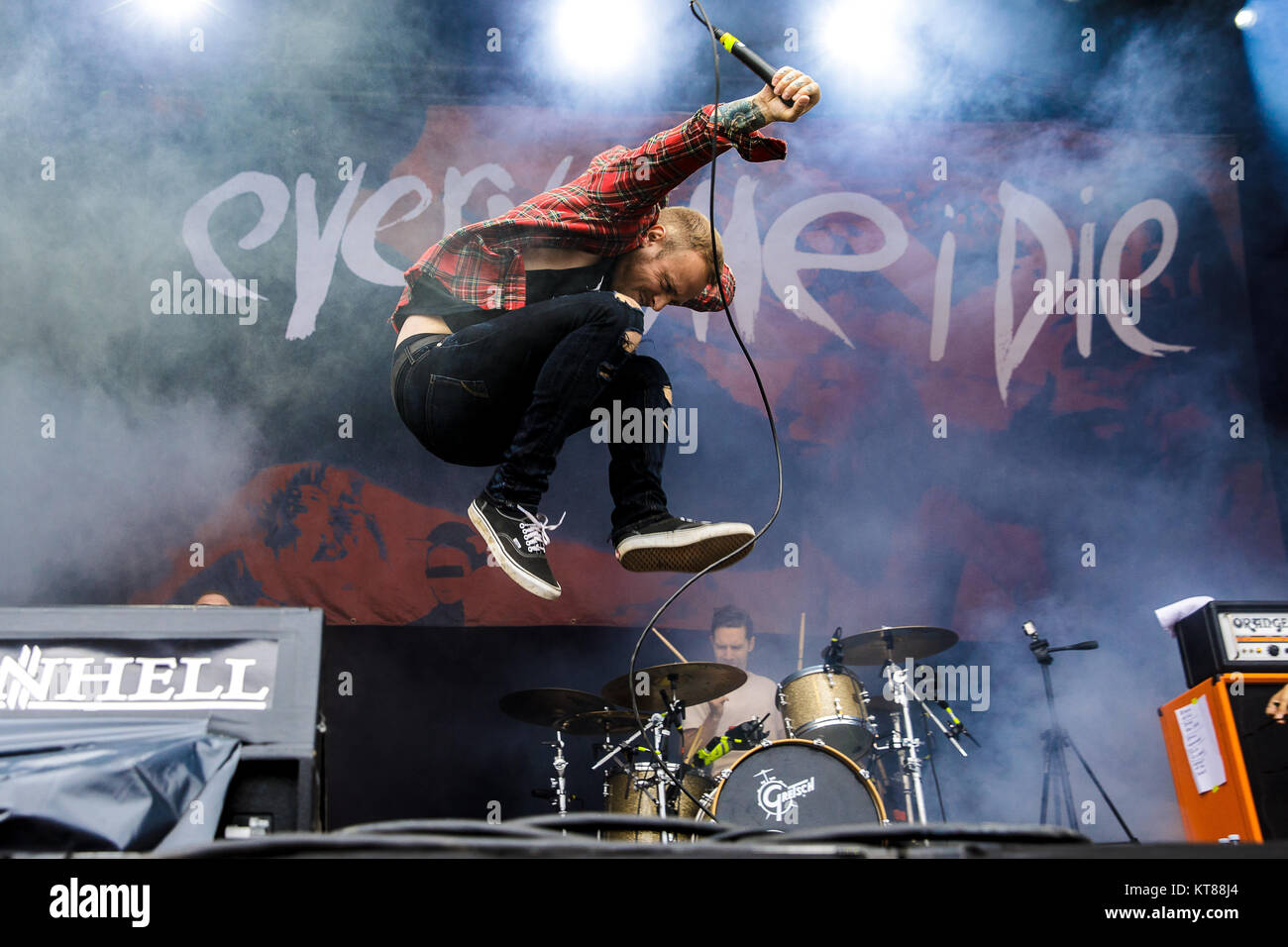 La American metalcore band ogni volta che muoio esegue un concerto dal vivo durante il danese la musica heavy metal festival Copehell 2017 a Copenaghen. Qui la cantante Sam Carter, normalmente conosciuto come il cantante degli architetti, è visto dal vivo sul palco in assenza del cantante Keith Buckley. Danimarca, 22/06 2017. Foto Stock