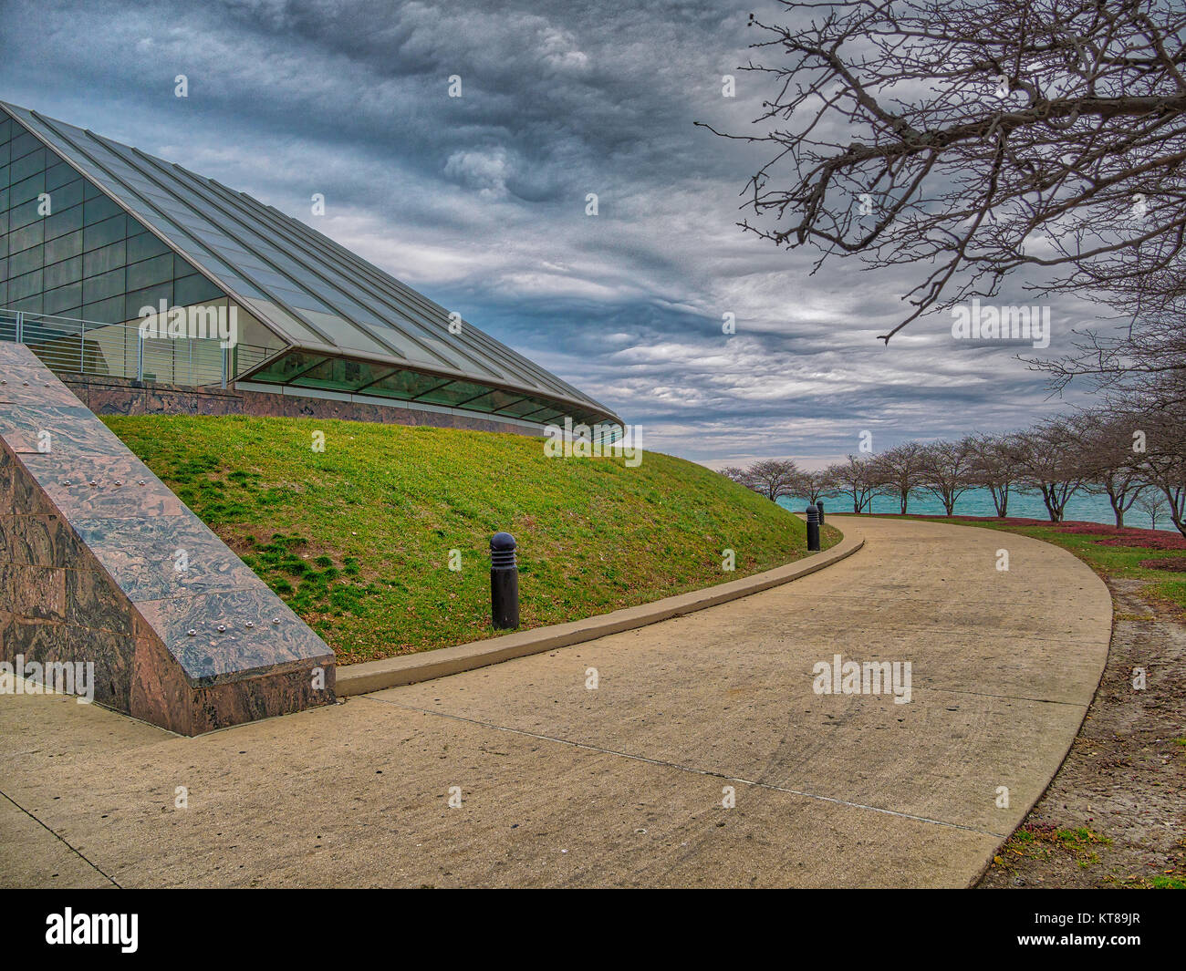 Di fronte al lago di Chicago al Museum Campus - retro del Planetarium Adler Foto Stock