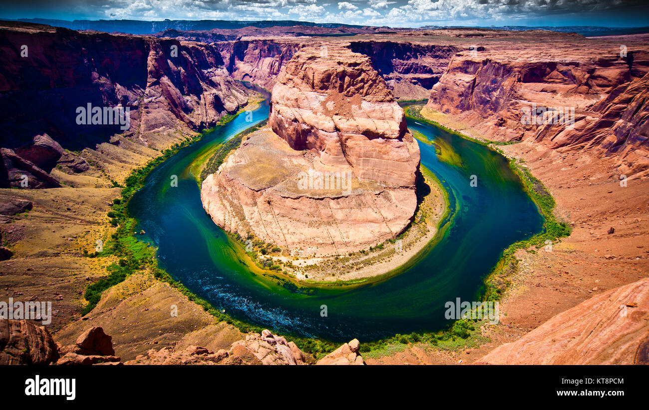Meraviglia naturale, Horseshoe Bend, un meandro a forma di ferro di cavallo del fiume Colorado, Arizona, Stati Uniti, America Foto Stock
