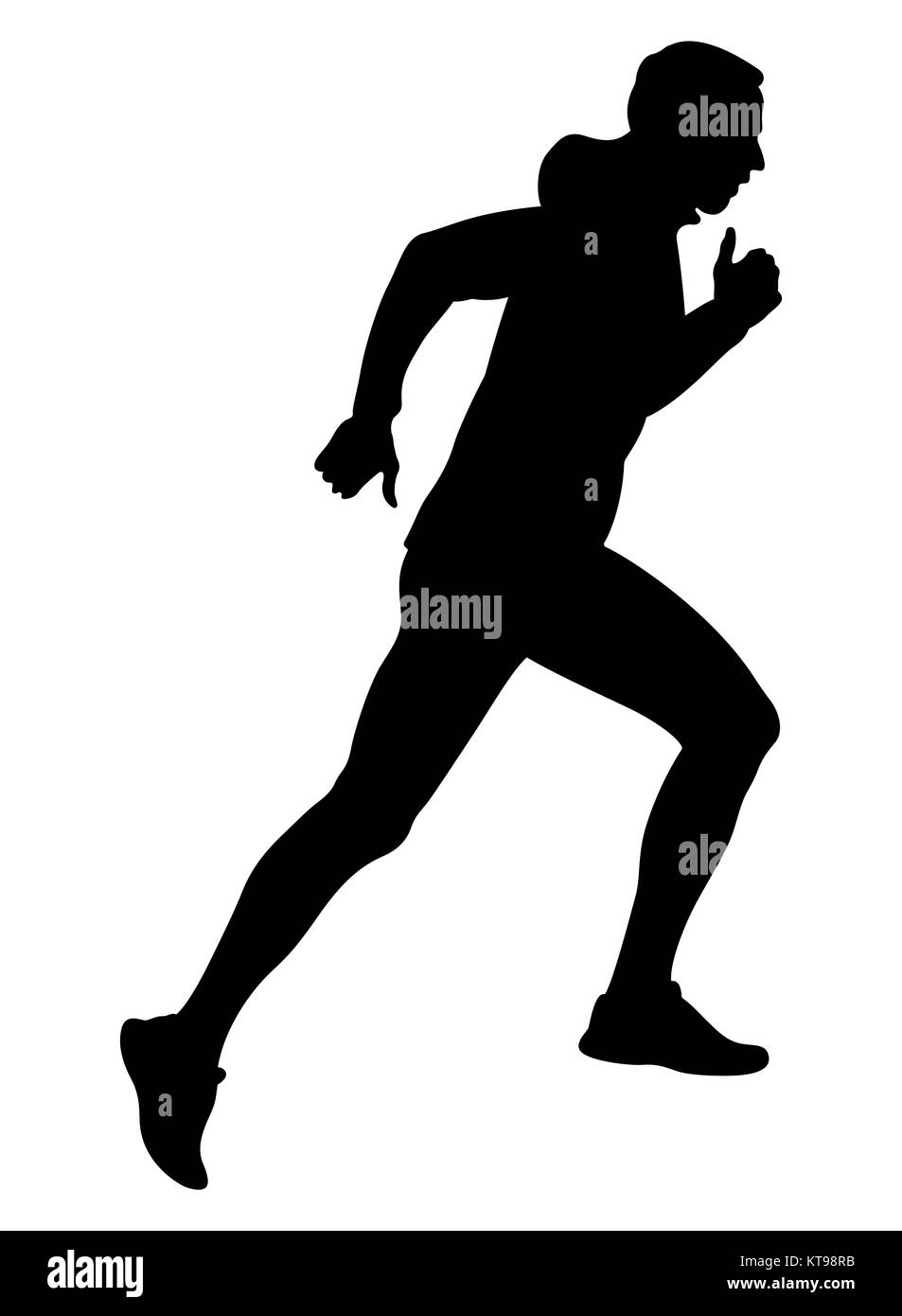 Maschio di runner acceso in salita in giacca a vento silhouette nera Foto Stock