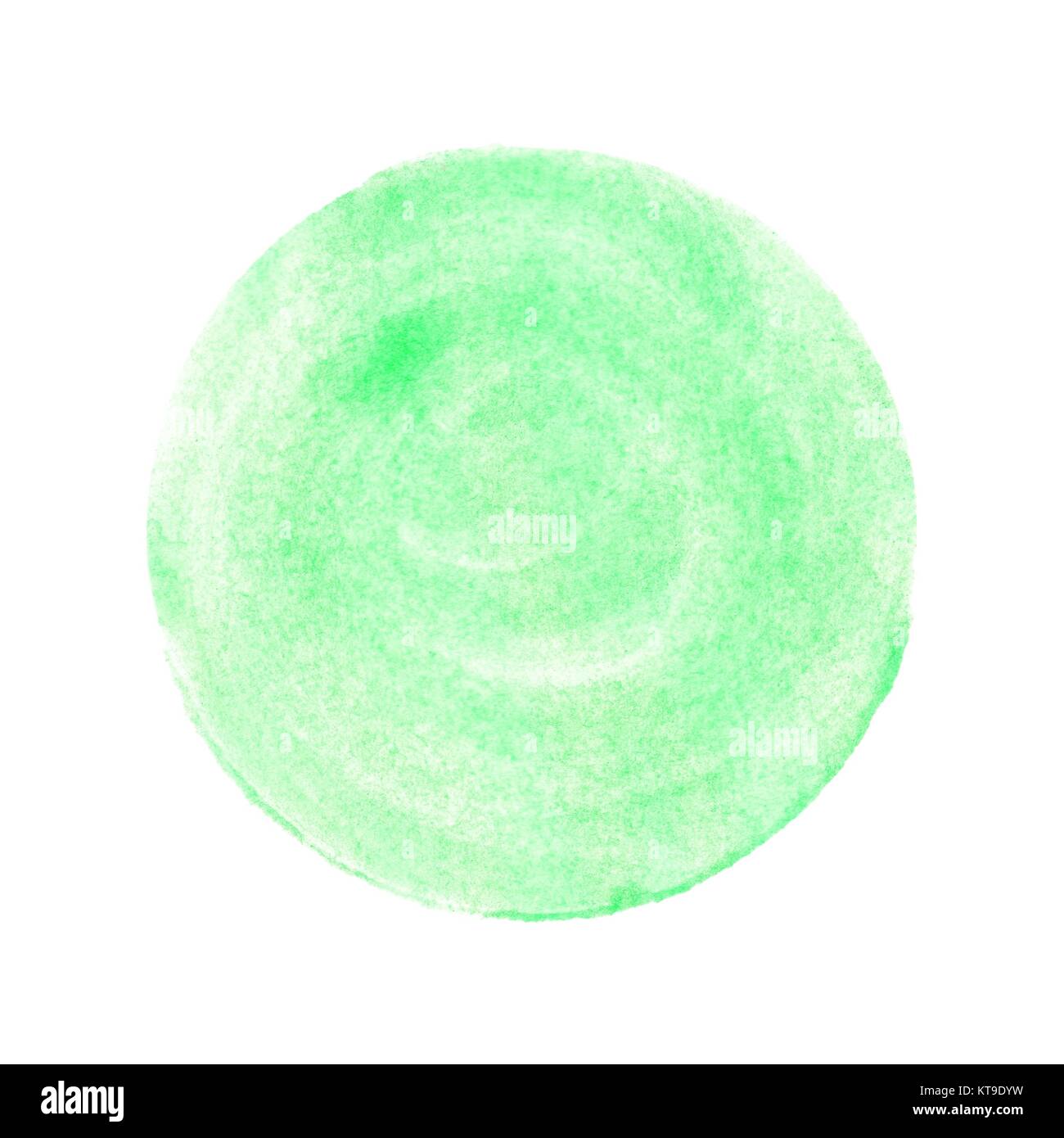 Runder isolierter grüner Kreis aus Wasserfarbe Foto Stock