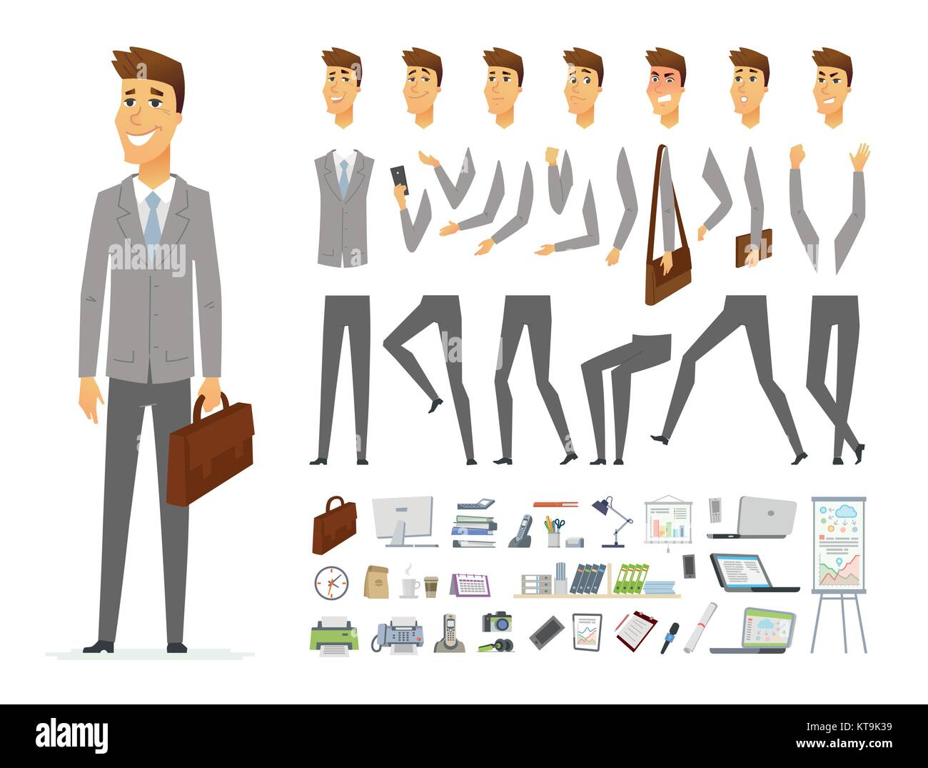 Imprenditore - vector cartoon persone costruttore di caratteri Illustrazione Vettoriale