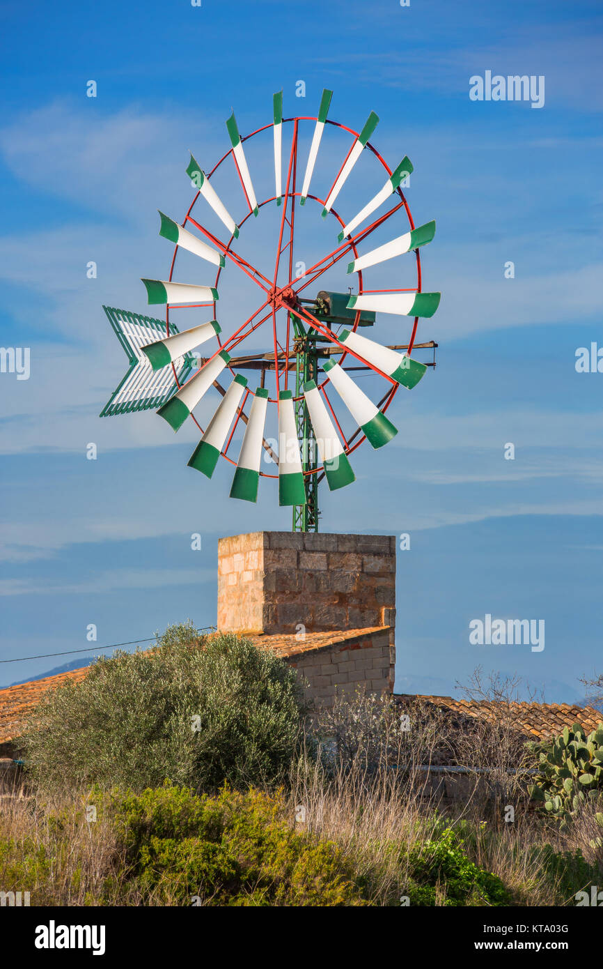 Il mulino a vento, Maiorca, isole Baleari, Spagna, Europa Foto Stock