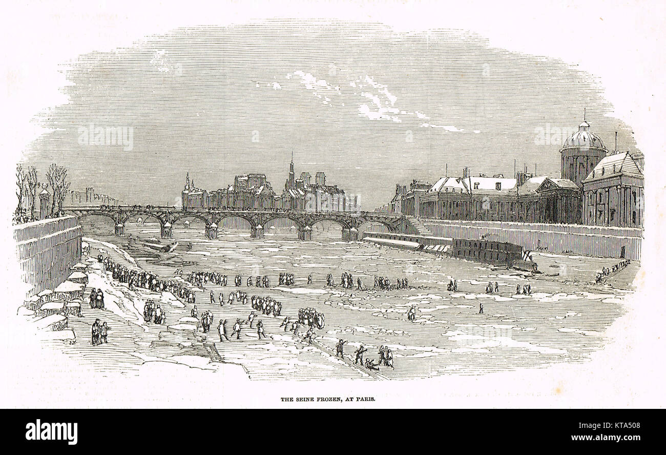 Senna congelati a Parigi in Francia nel 1854 Foto Stock