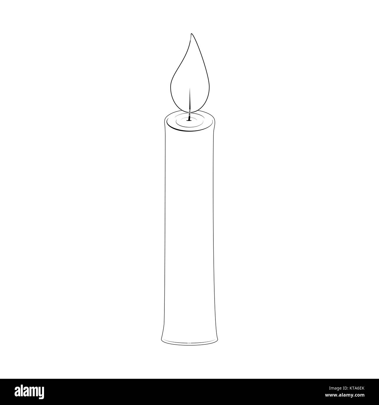 Christmas candle contorno per Natale design isolato su sfondo bianco Illustrazione Vettoriale