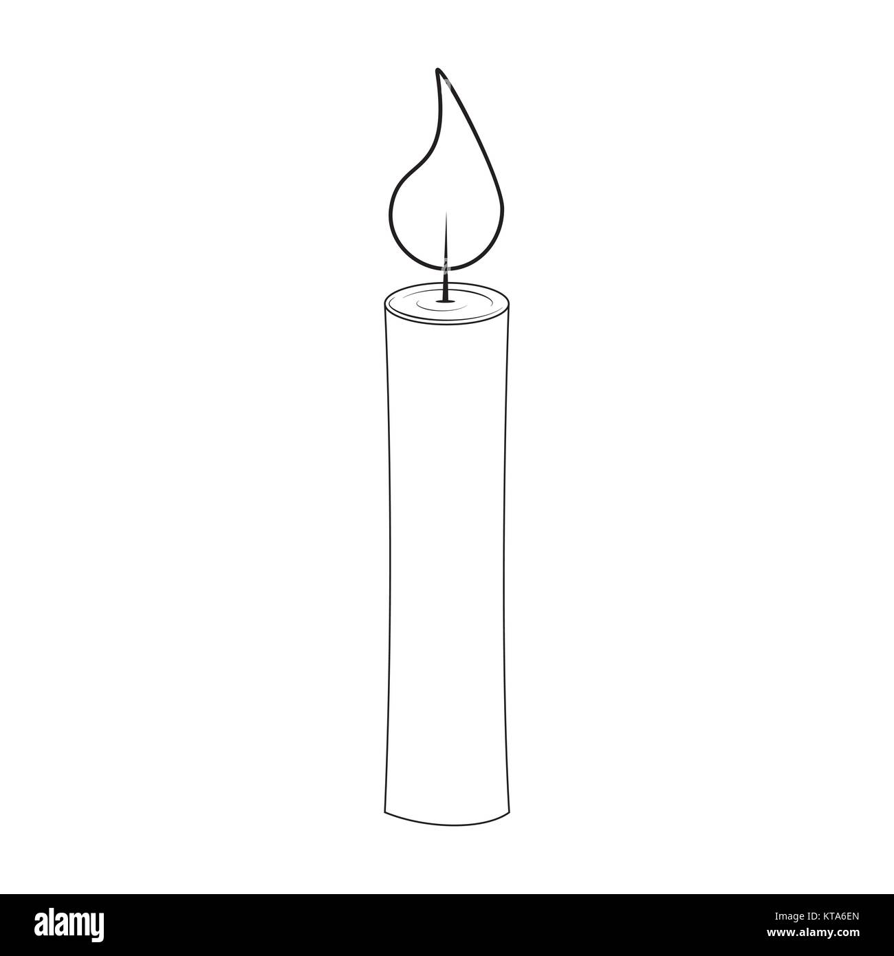 Christmas candle contorno per Natale design isolato su sfondo bianco Illustrazione Vettoriale