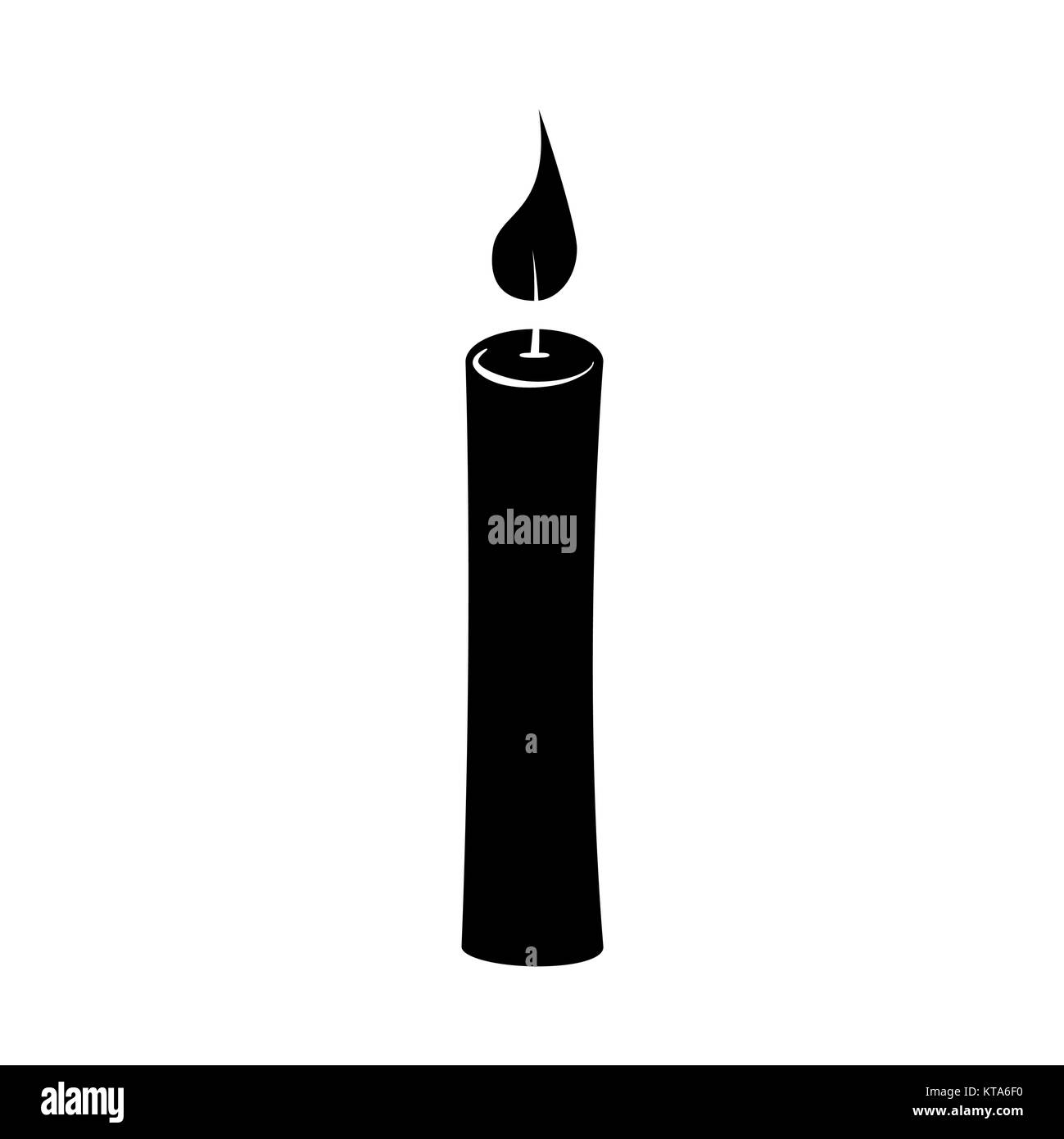 Christmas candle silhouette per Natale design isolato su sfondo bianco Illustrazione Vettoriale