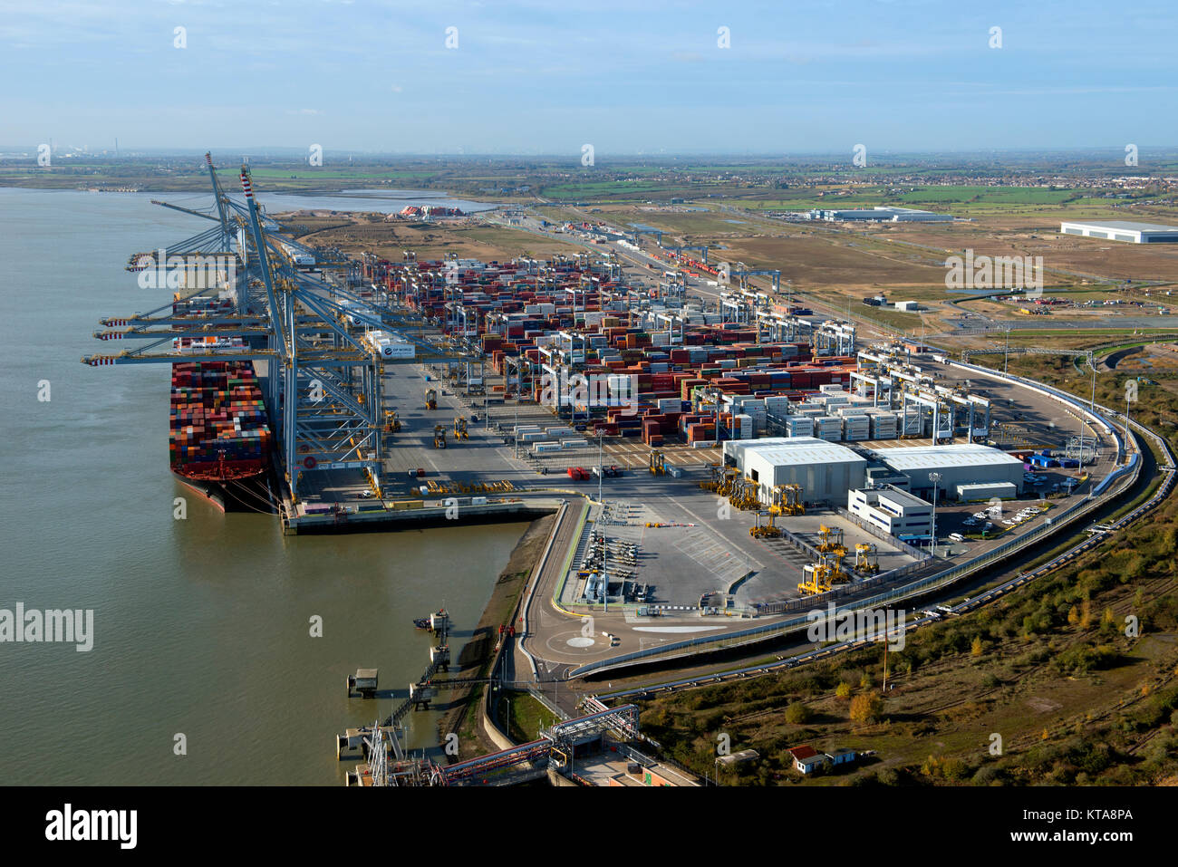 Vista aerea del London Gateway e la porta dock. Foto Stock