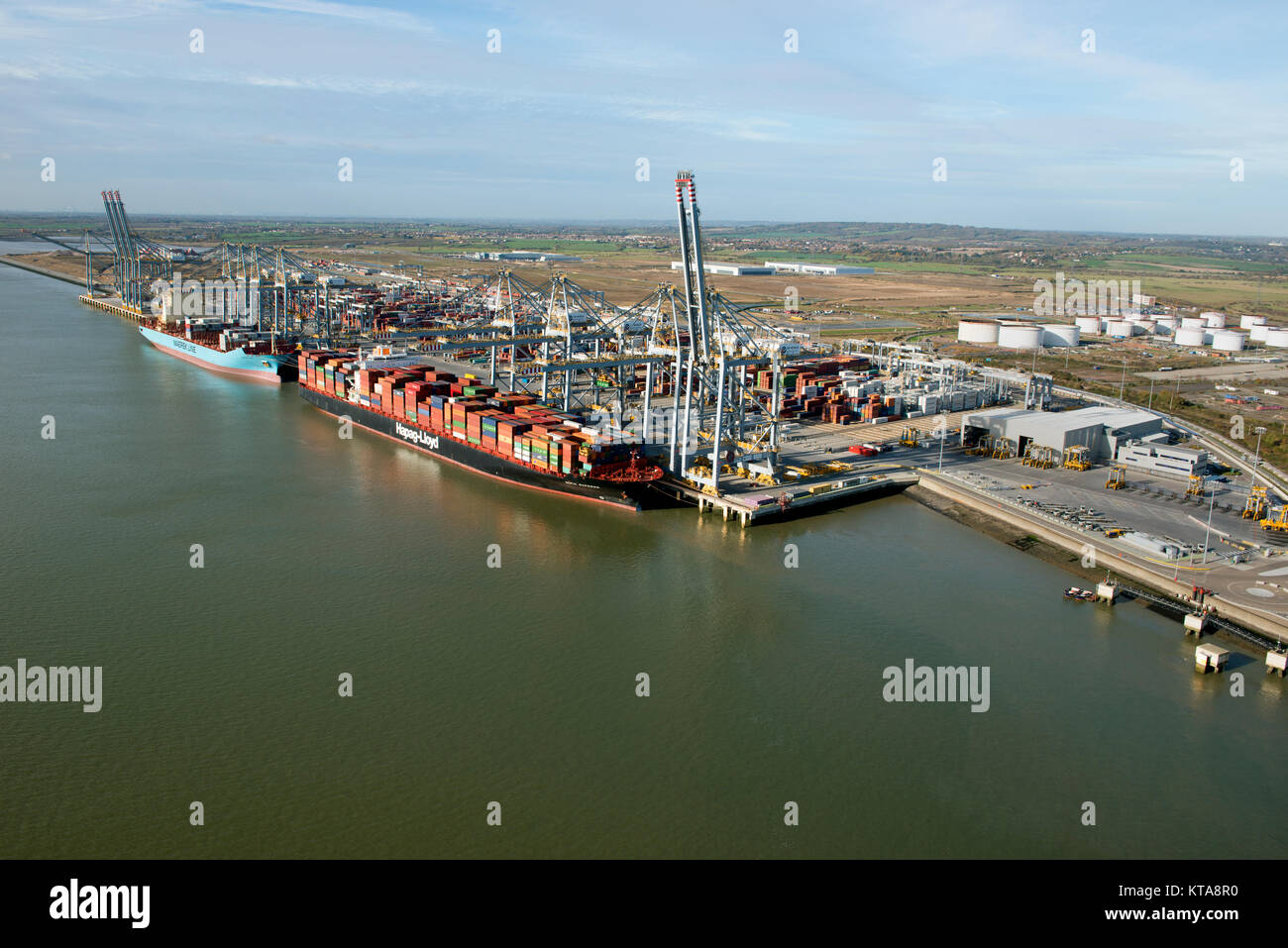 Vista aerea del London Gateway e la porta dock. Foto Stock