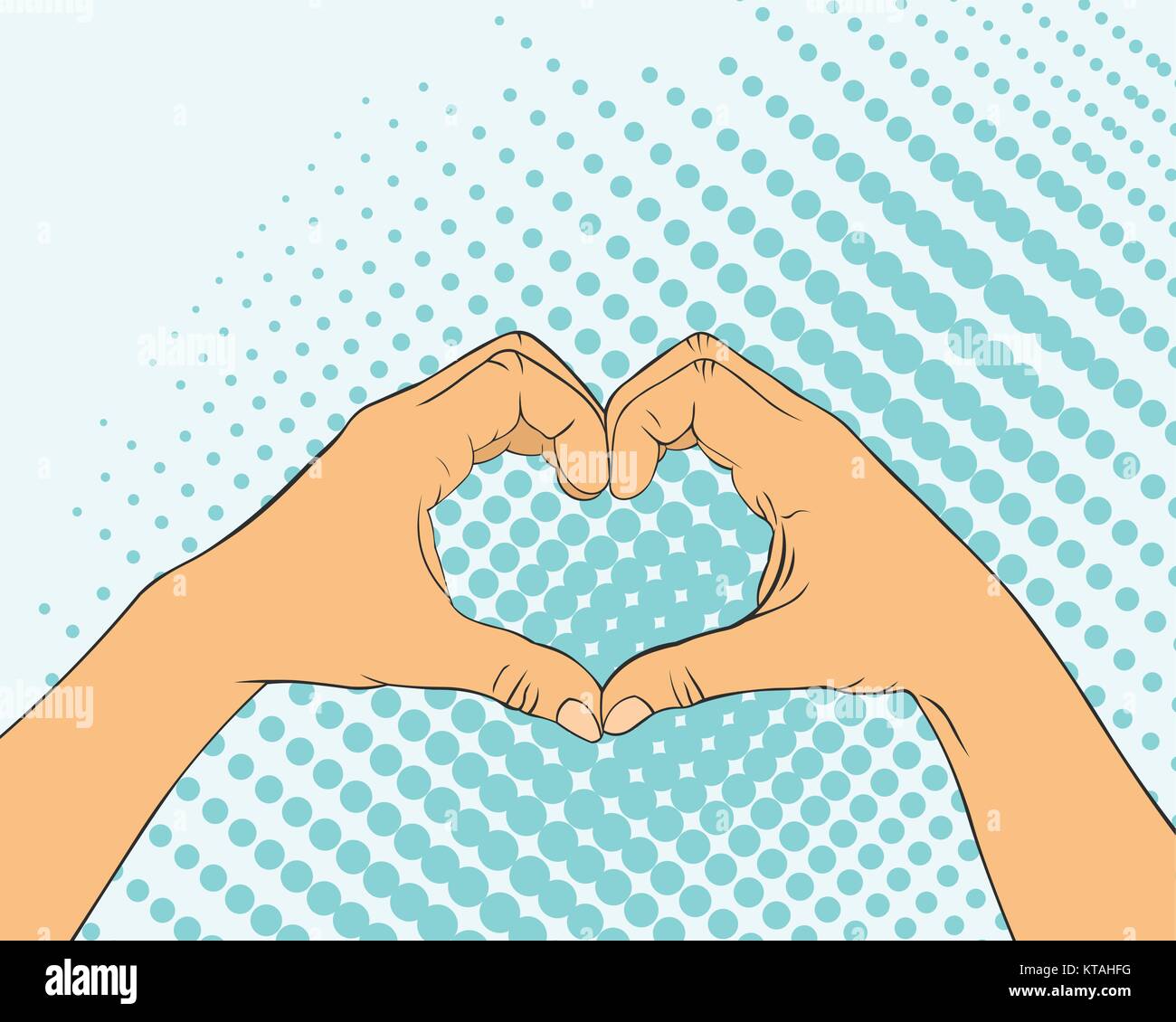 Pop art immagine di mani a forma di cuore. Il concetto di amore e di  amicizia Immagine e Vettoriale - Alamy