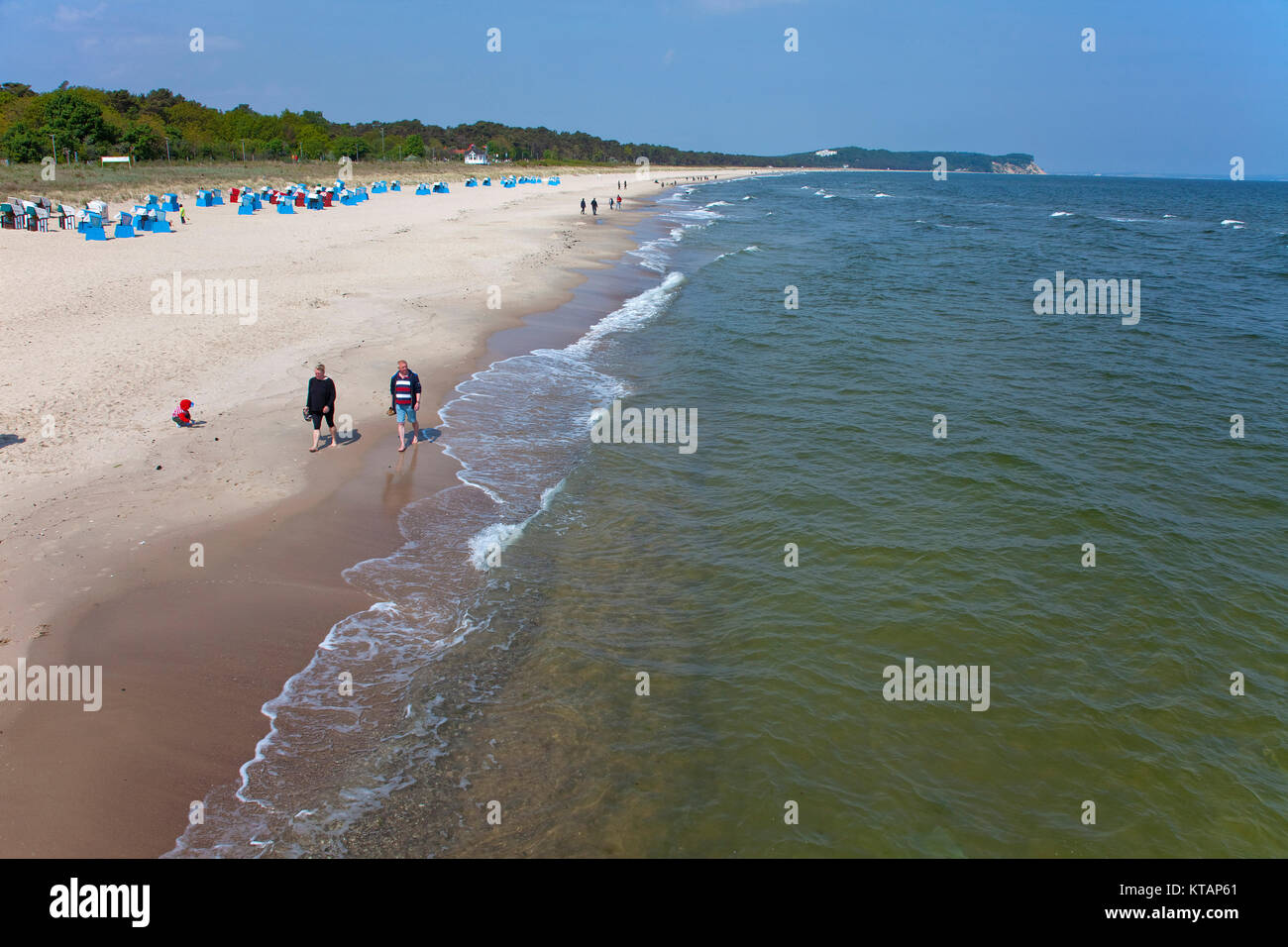 Spiaggia a Göhren, Moenchgut-Granitz, Ruegen isola, Meclemburgo-Pomerania, Mar Baltico, Germania, Europa Foto Stock