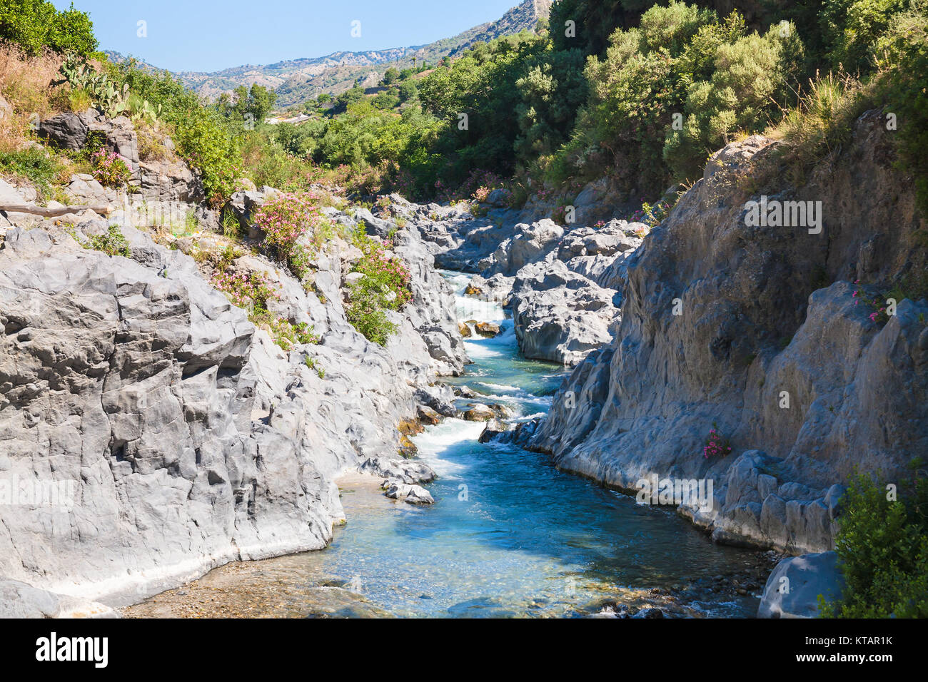 Fiume Alcantara in Sicilia Foto Stock