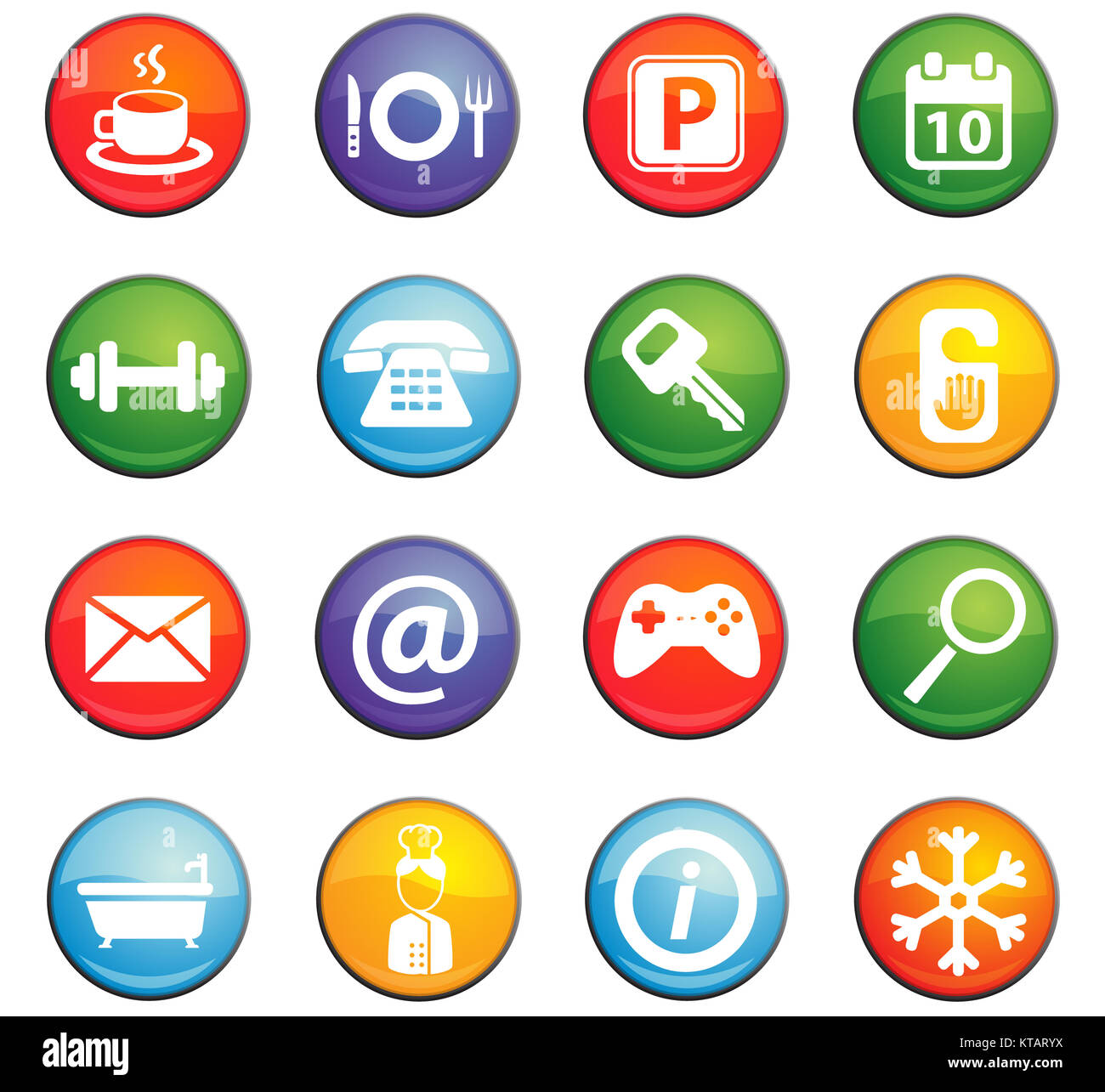 Hotel servizio in camera icon set Foto Stock