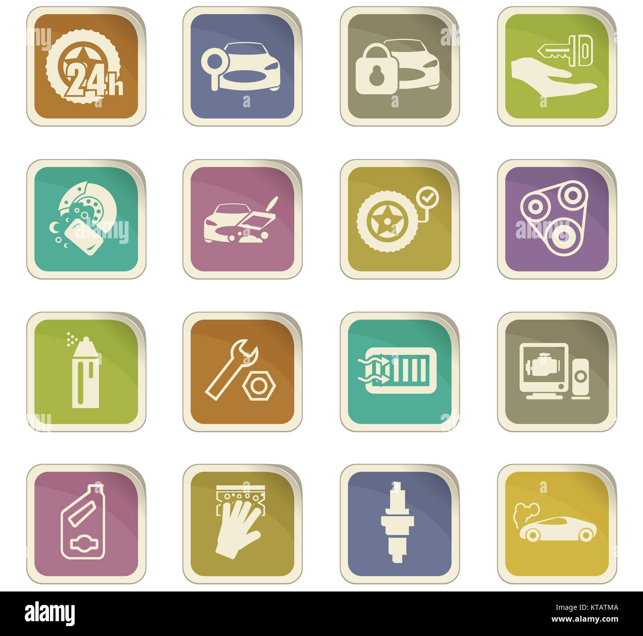 Auto shop set di icone Foto Stock