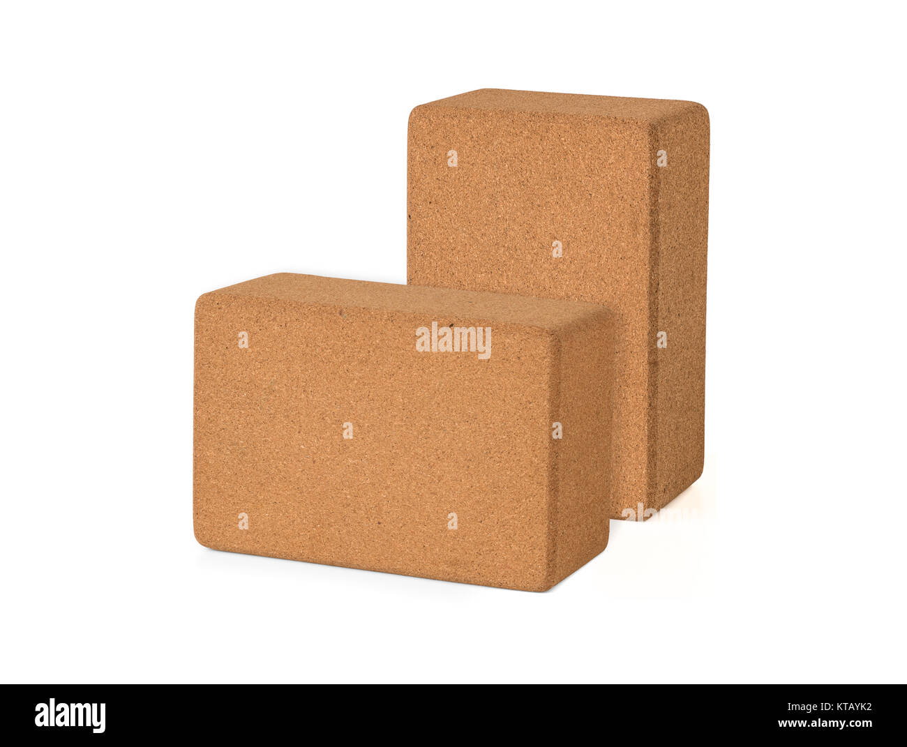 Sughero blocchi Yoga Eco Friendly isolati su sfondo bianco, Premium Quantità Eco Friendly Foto Stock