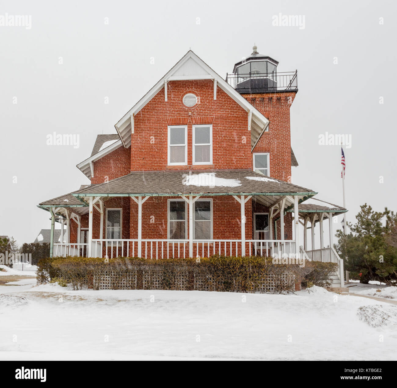 Il mare Girt faro in mare Girt, New Jersey, USA. Questo faro flash la sua prima luce 10 dicembre 1896. Foto Stock