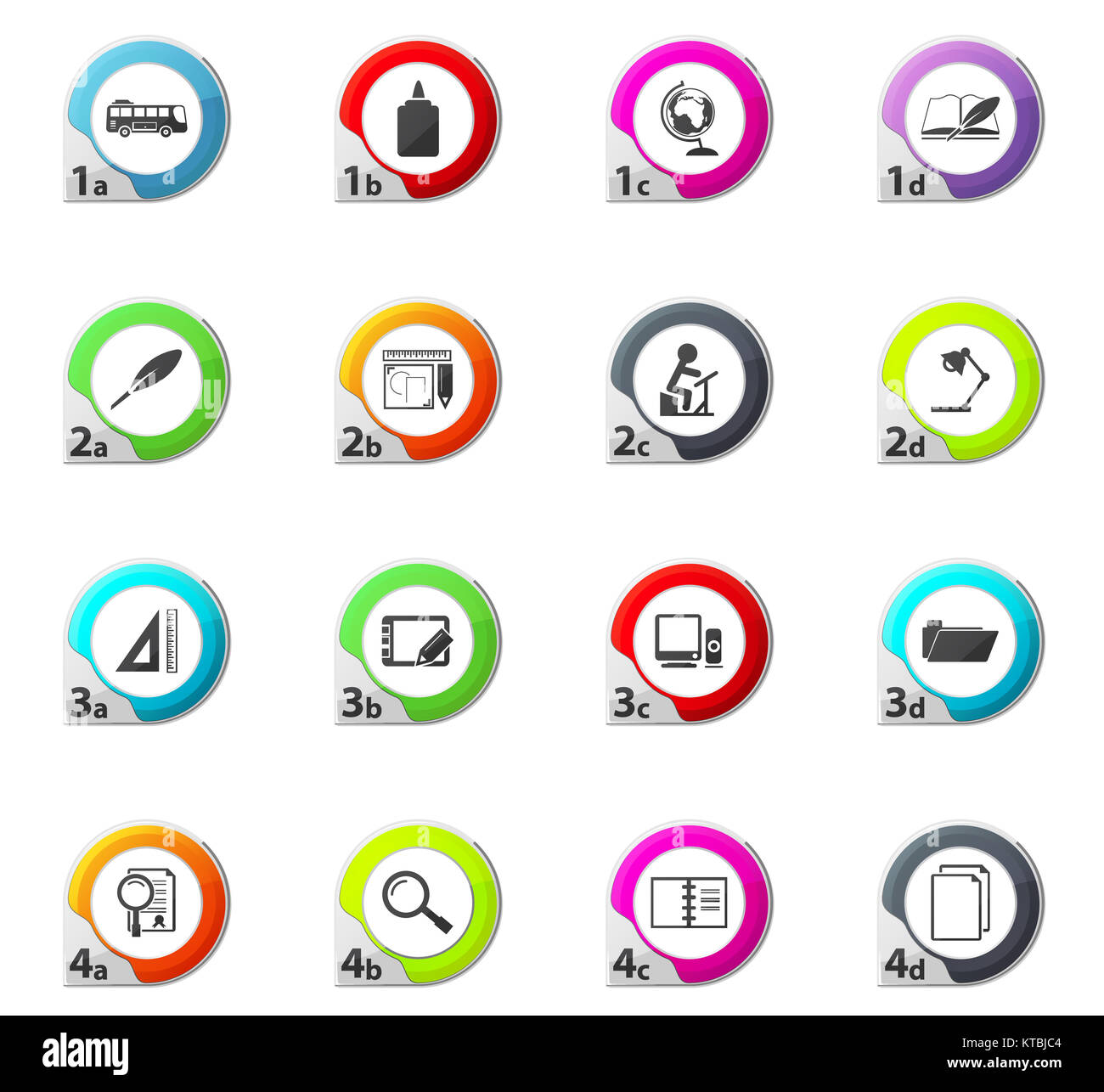 Scuola di set di icone Foto Stock