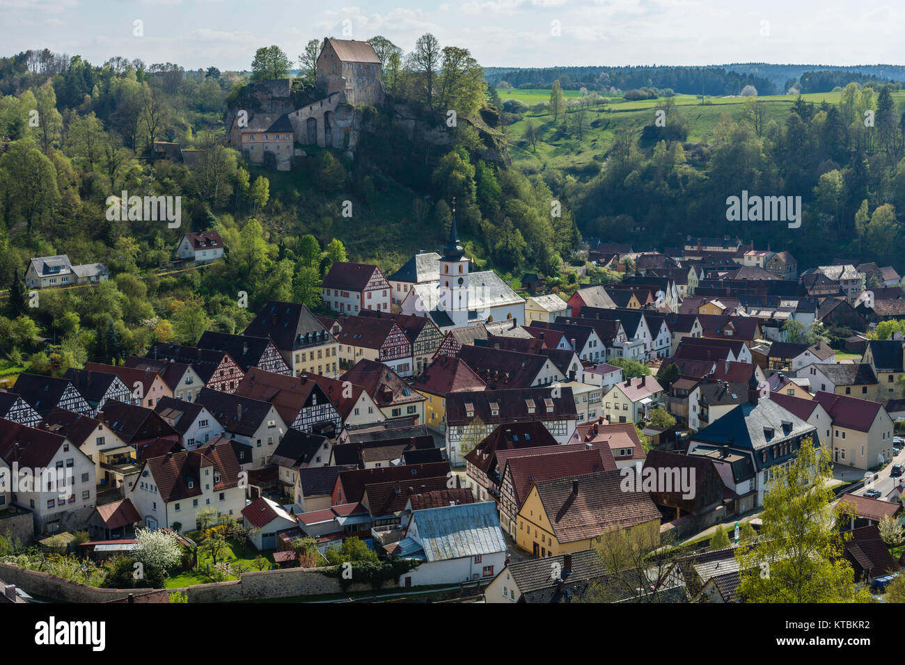 Pottenstein in der Abendsonne Foto Stock