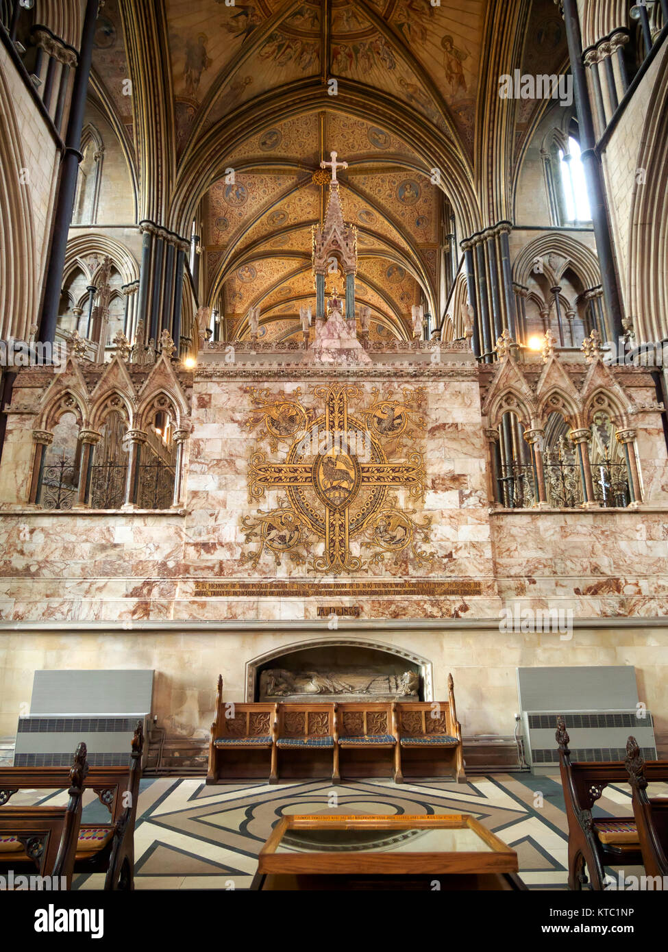 Reredos, Lady Cappella, cattedrale di Worcester Foto Stock