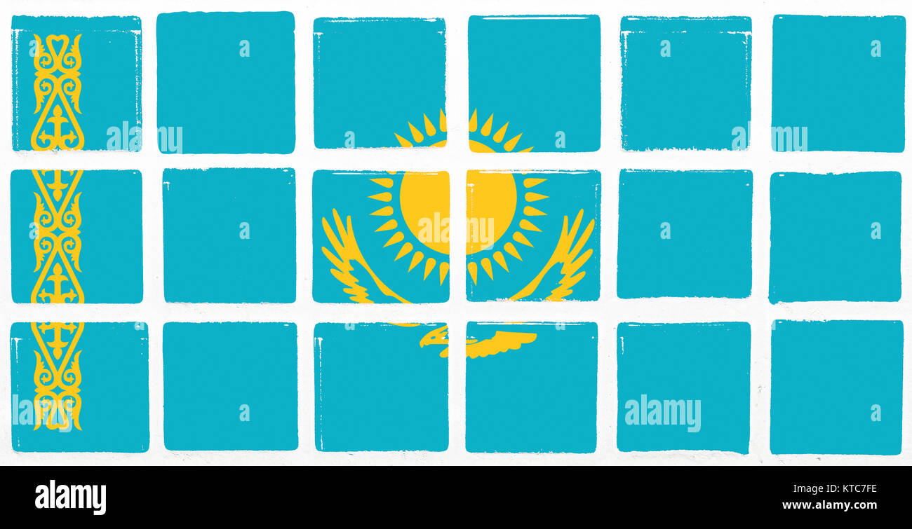 Le piastrelle smaltate Bandiera del Kazakistan Foto Stock