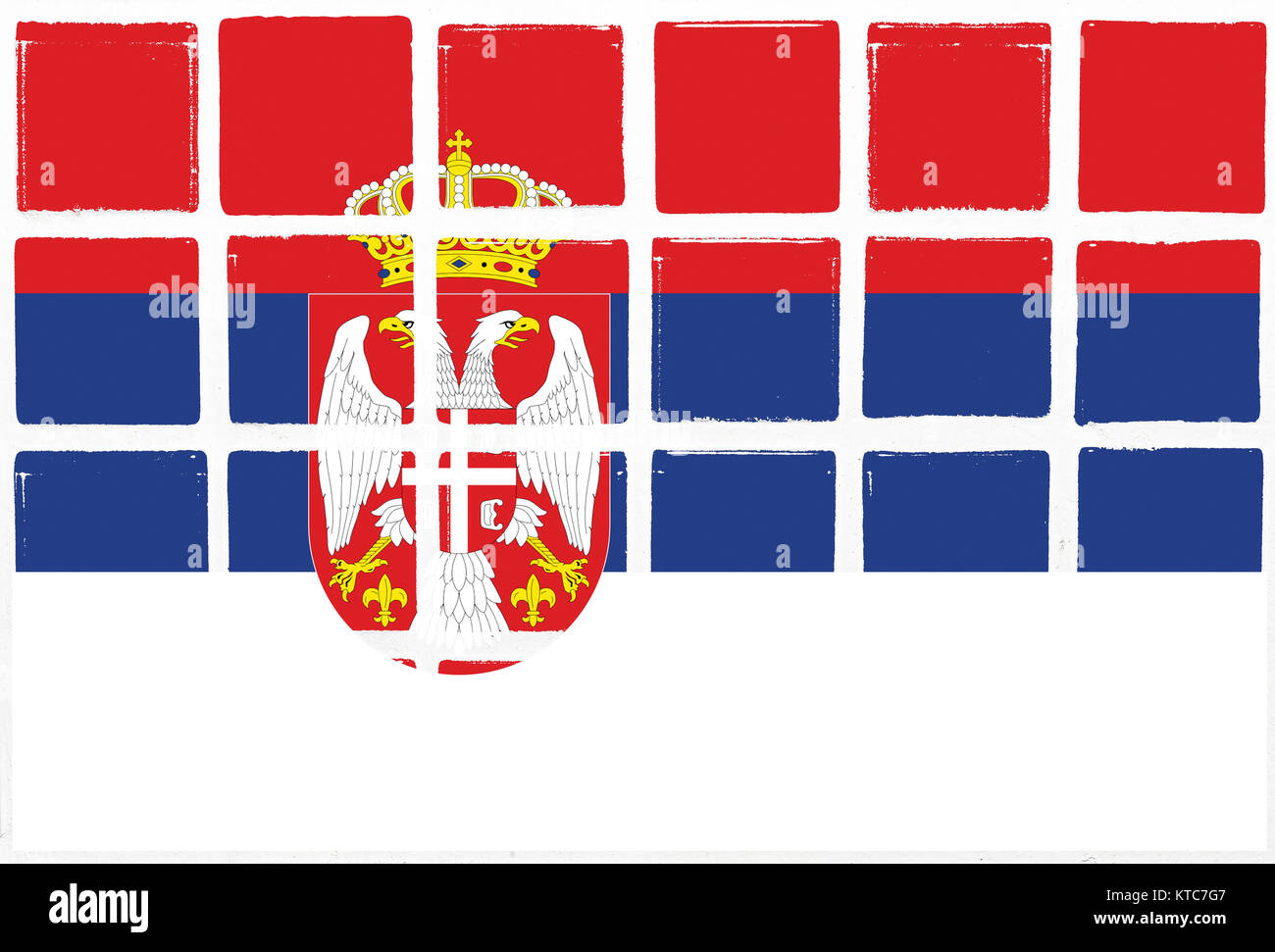 Le piastrelle smaltate serbia bandiera Foto Stock