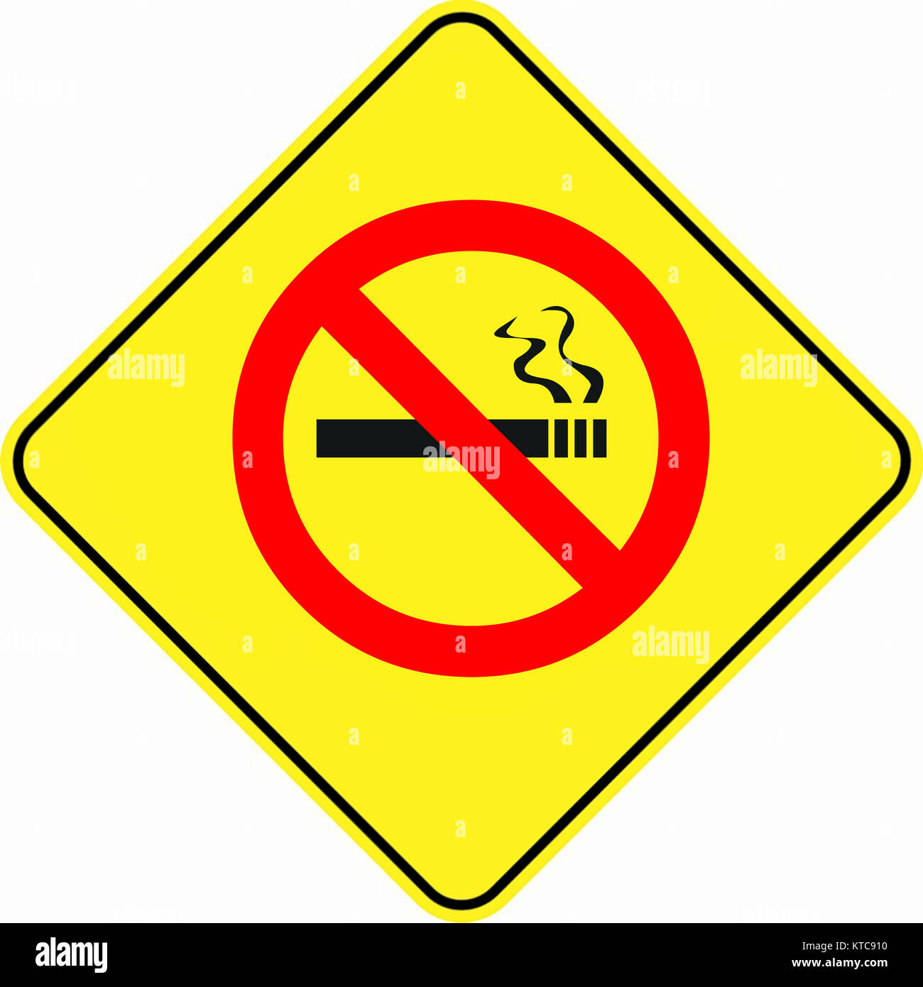 Allarme di attenzione per non fumatori segno di simbolo Foto Stock
