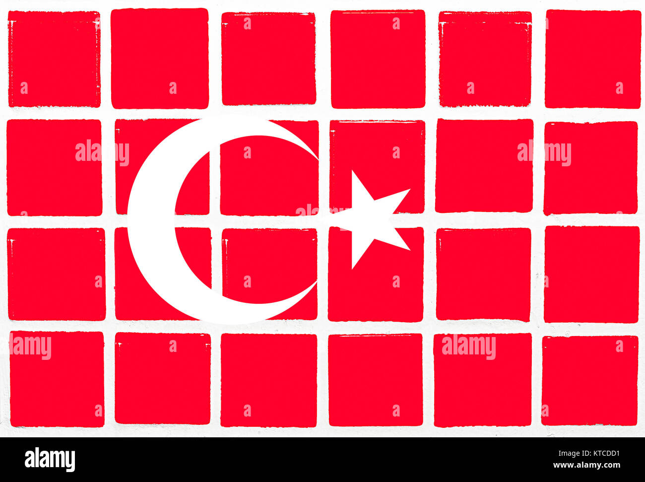 Le piastrelle smaltate Bandiera della Turchia Foto Stock