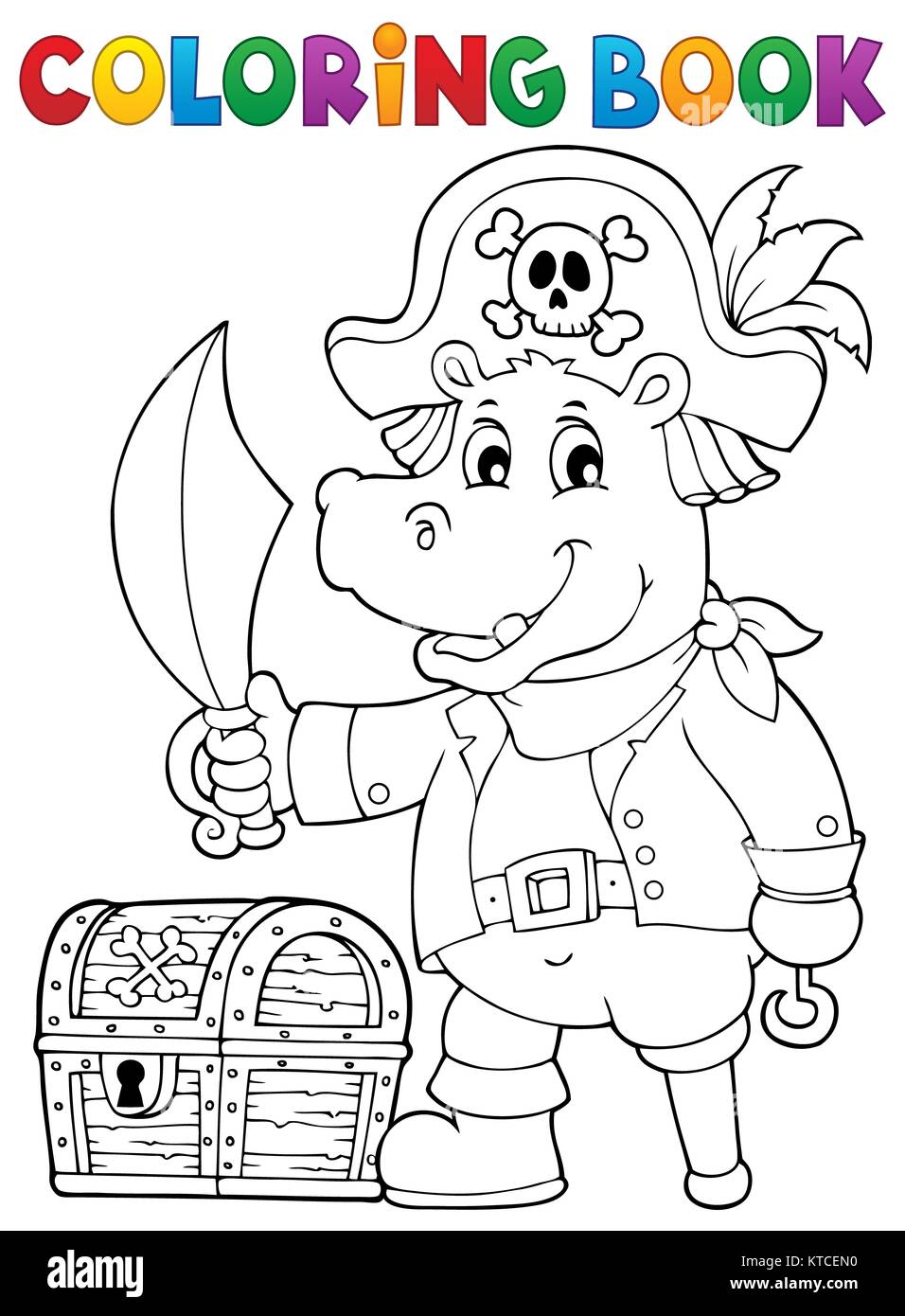 Libro da colorare pirate ippona immagine 1 Foto Stock