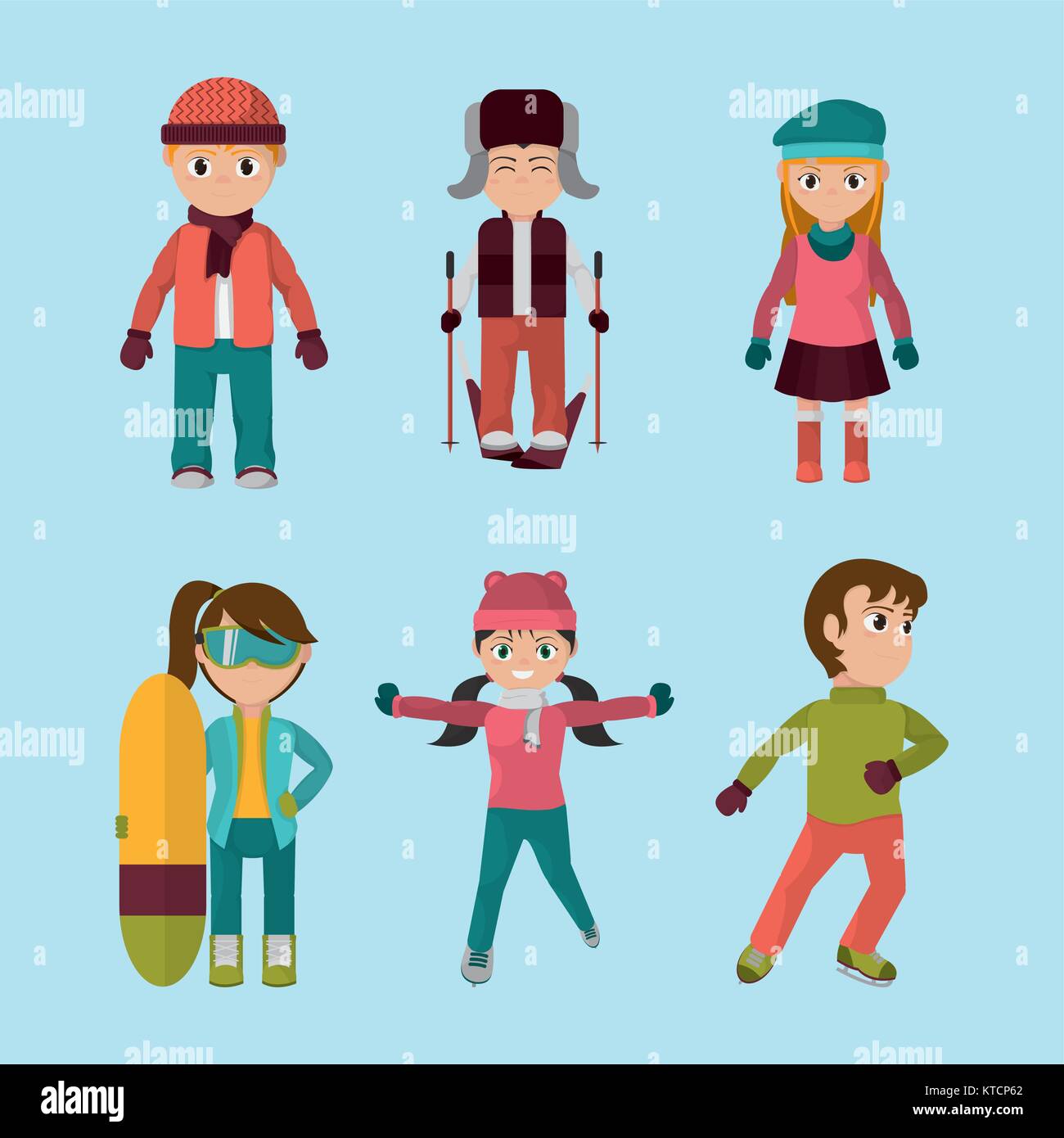 Sel bambino con abbigliamento invernale a basse temperature Illustrazione Vettoriale