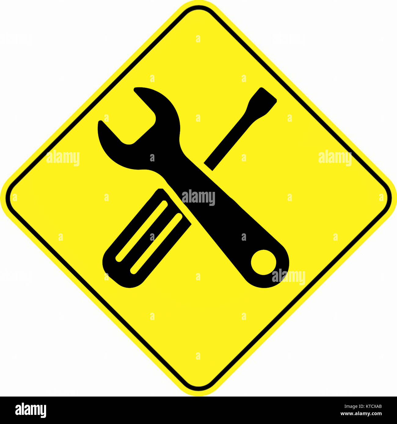 cartello con il simbolo della riparazione del lavoratore Foto Stock
