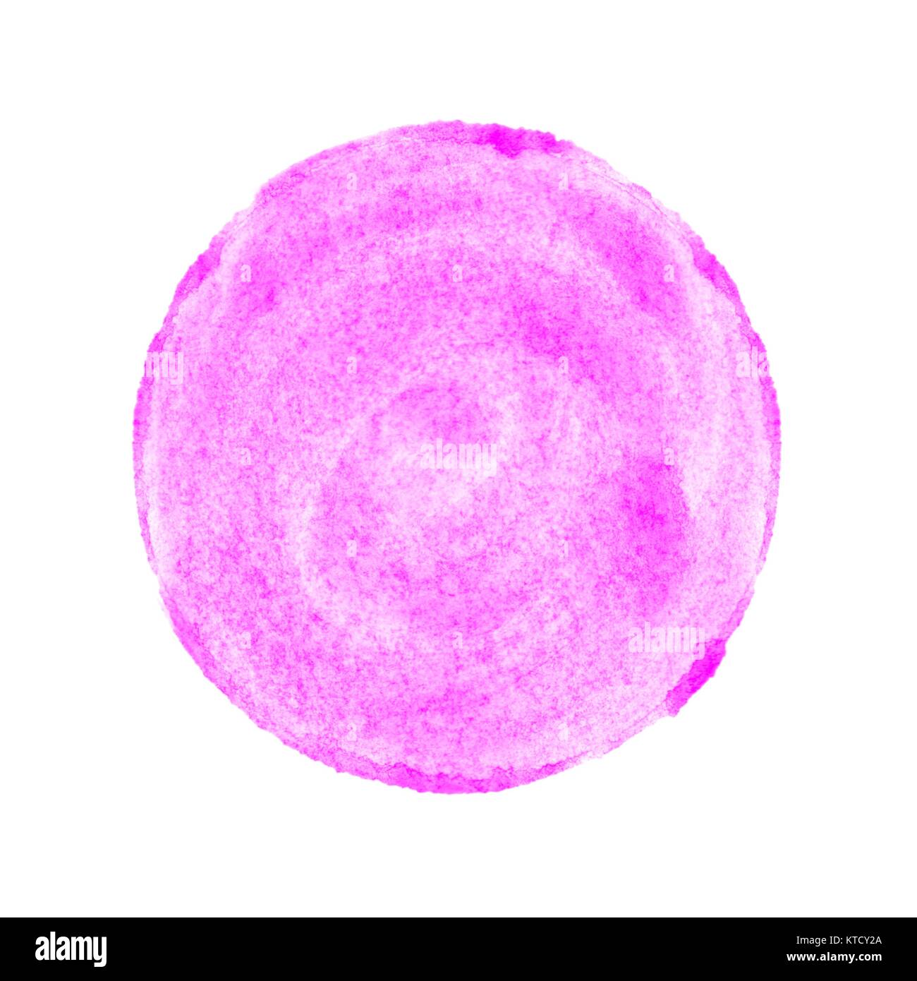 Runder isolierter rosa Kreis aus Wasserfarbe Foto Stock