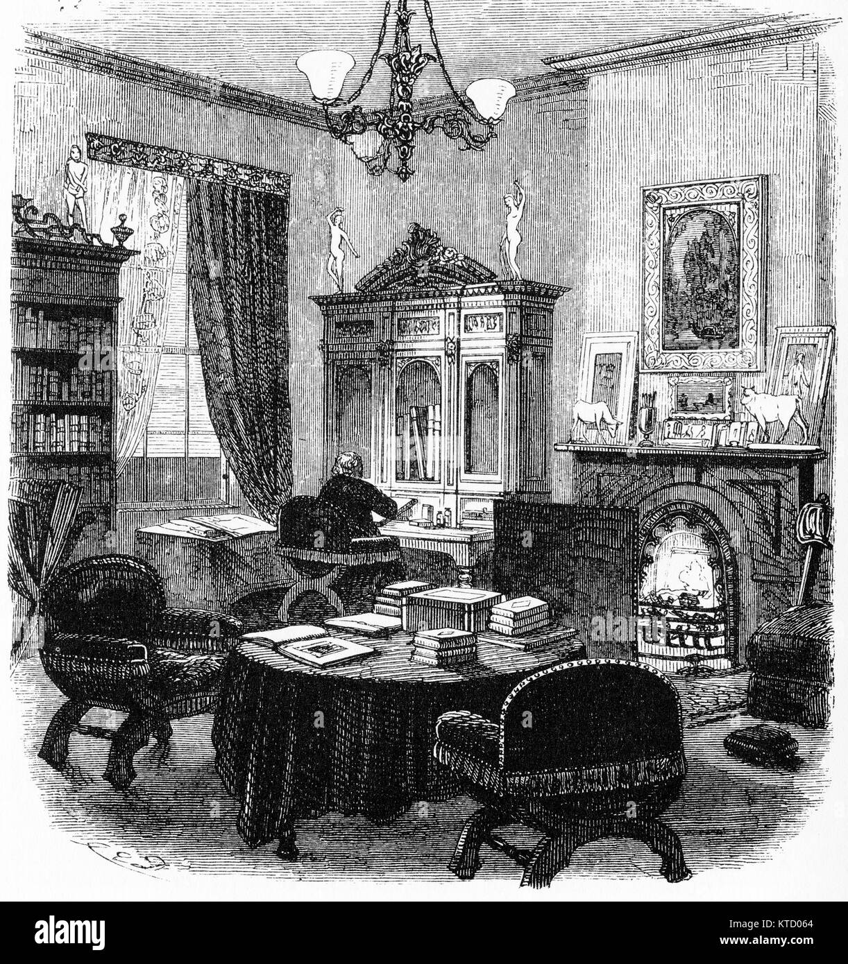 L'incisione dell'arte studio presso una società di stampa a New York. Da Harper stabilimento da Jacob Abbott, 1855. Foto Stock